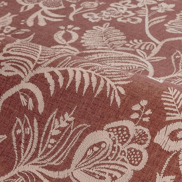 Tapete, die Stickerei imitiert, PASTE Terrakotta mit Beige