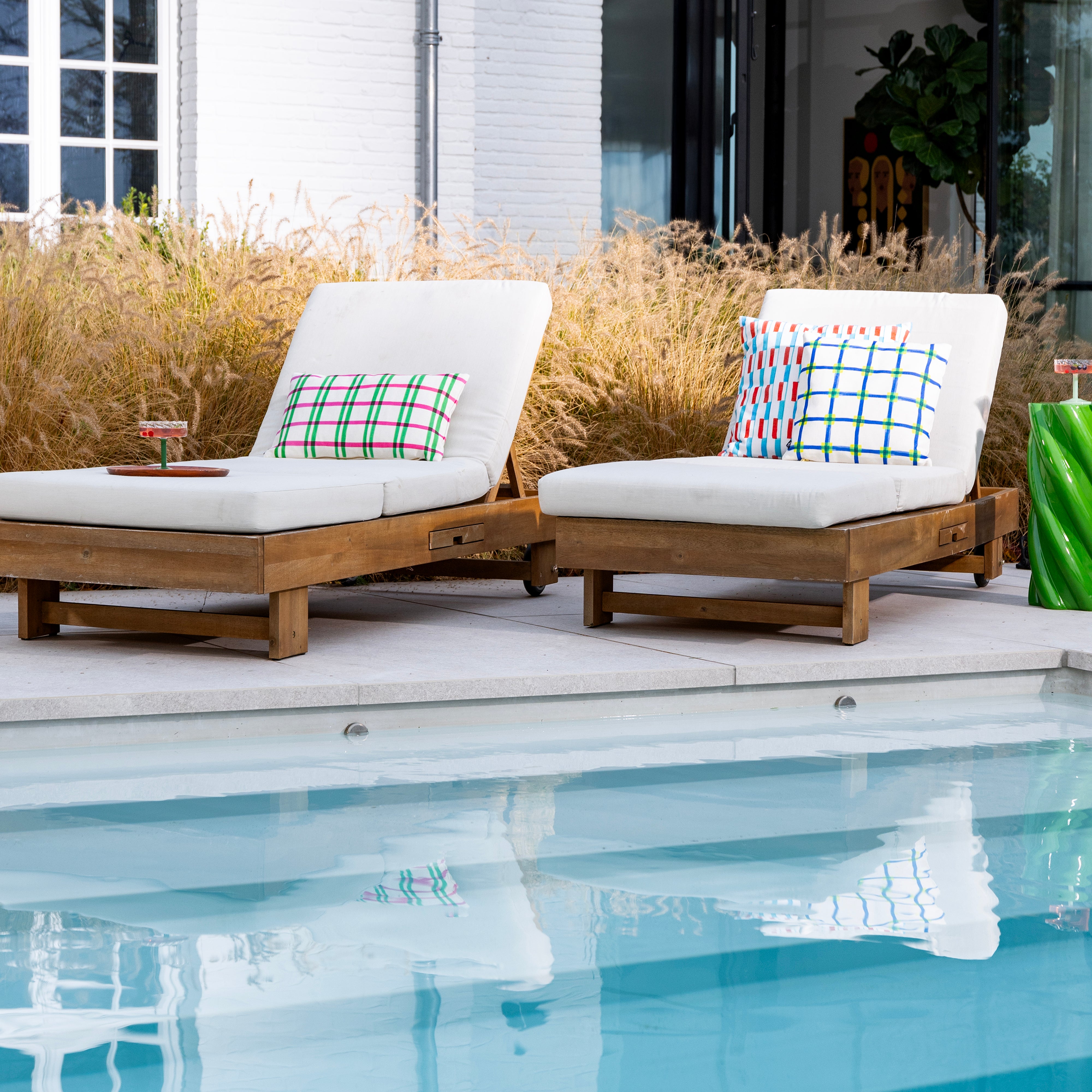 Cushion Cover CLASH White with Pink and Green