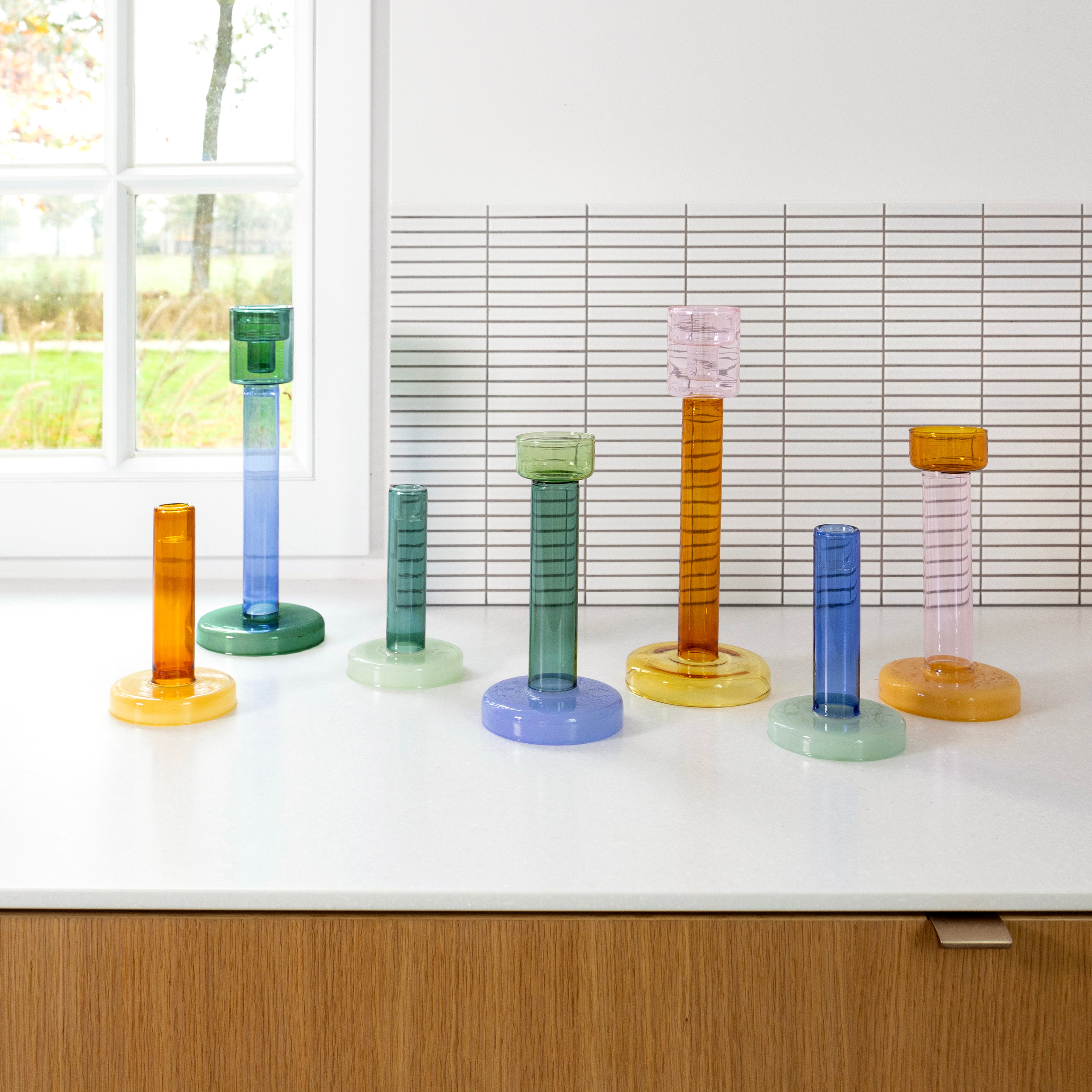 Yellow BOLE Tealight Candle Holder with Pink