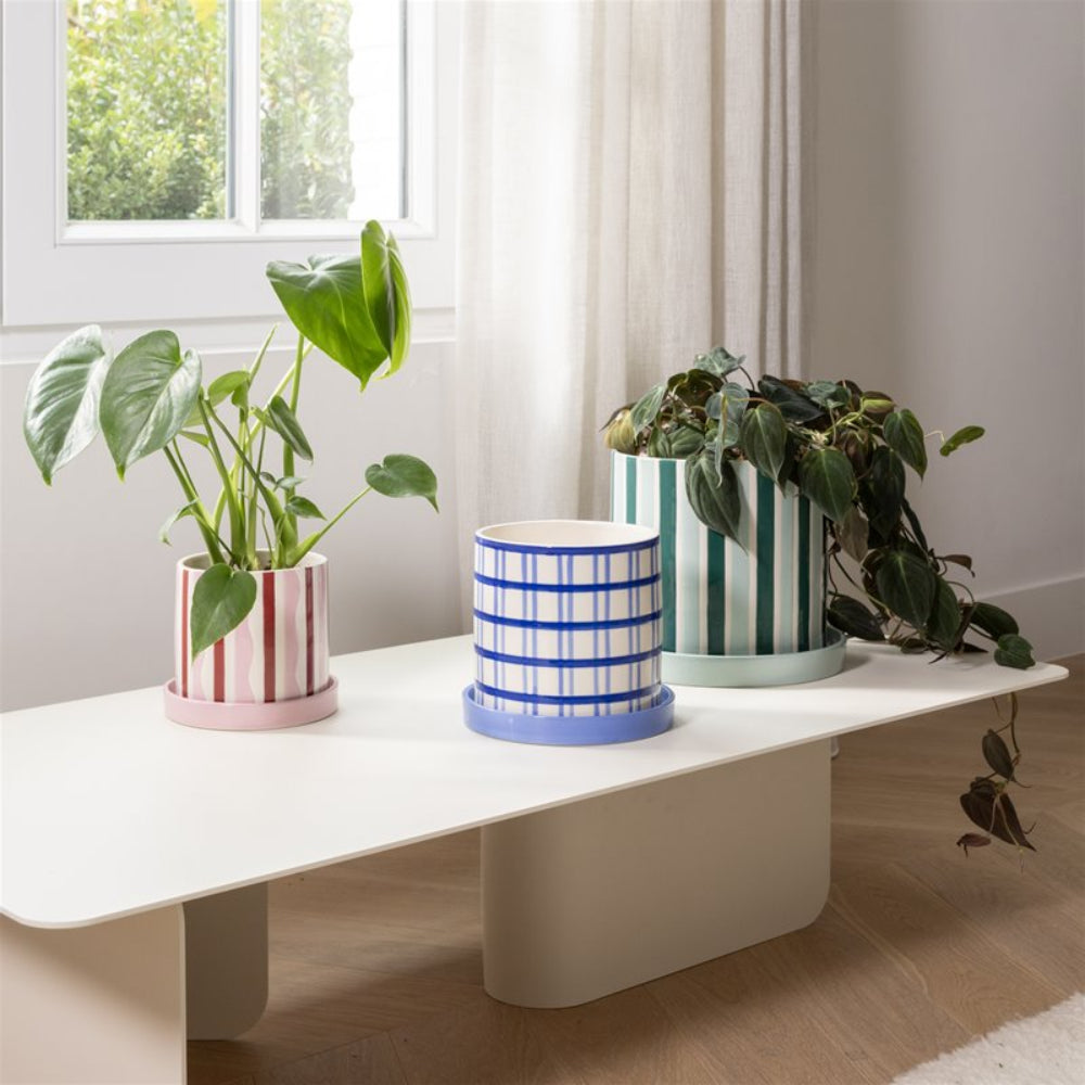 Blumentopf CLASH WIGGLE rosa mit rot und weiß