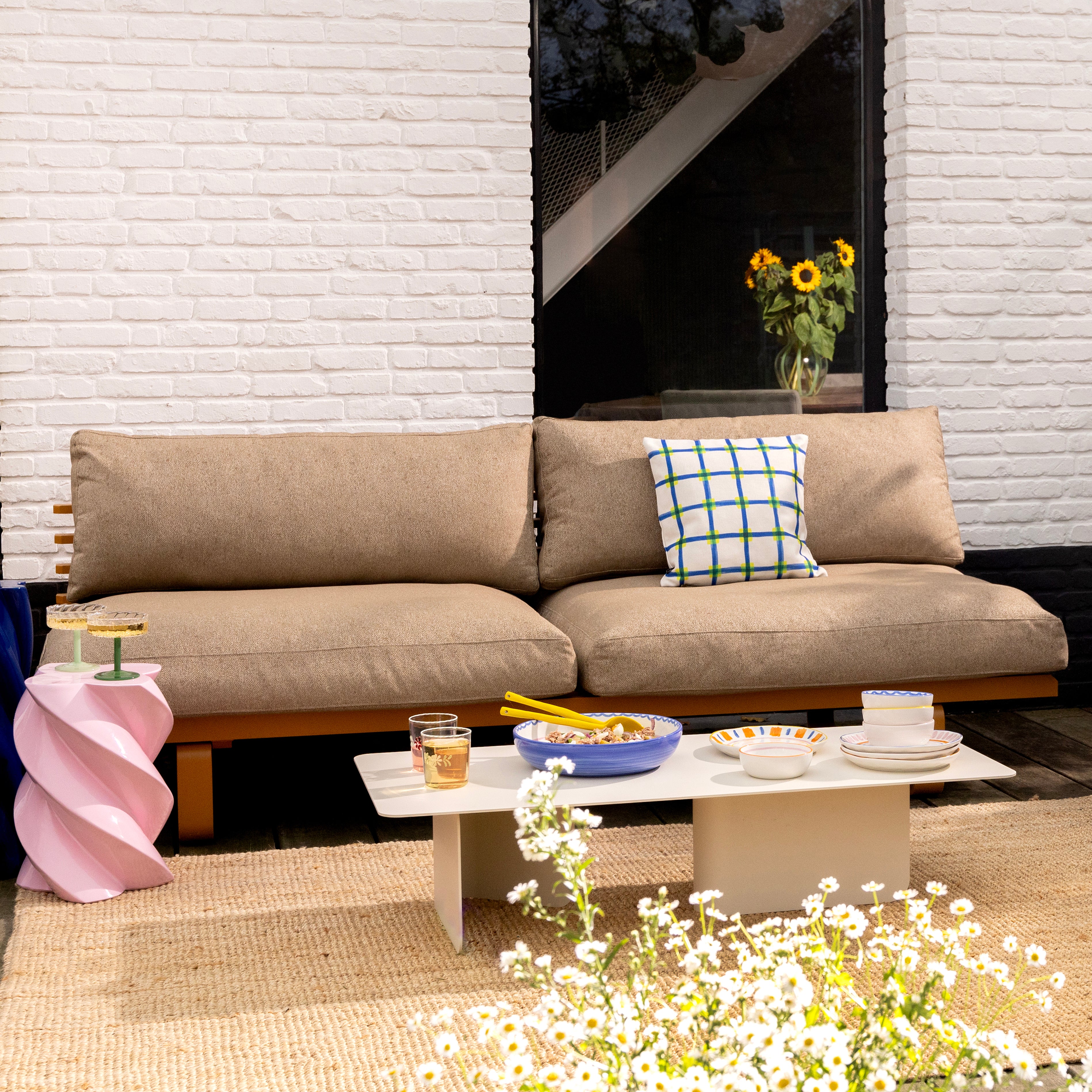 Cushion Cover CLASH White with Blue and Yellow