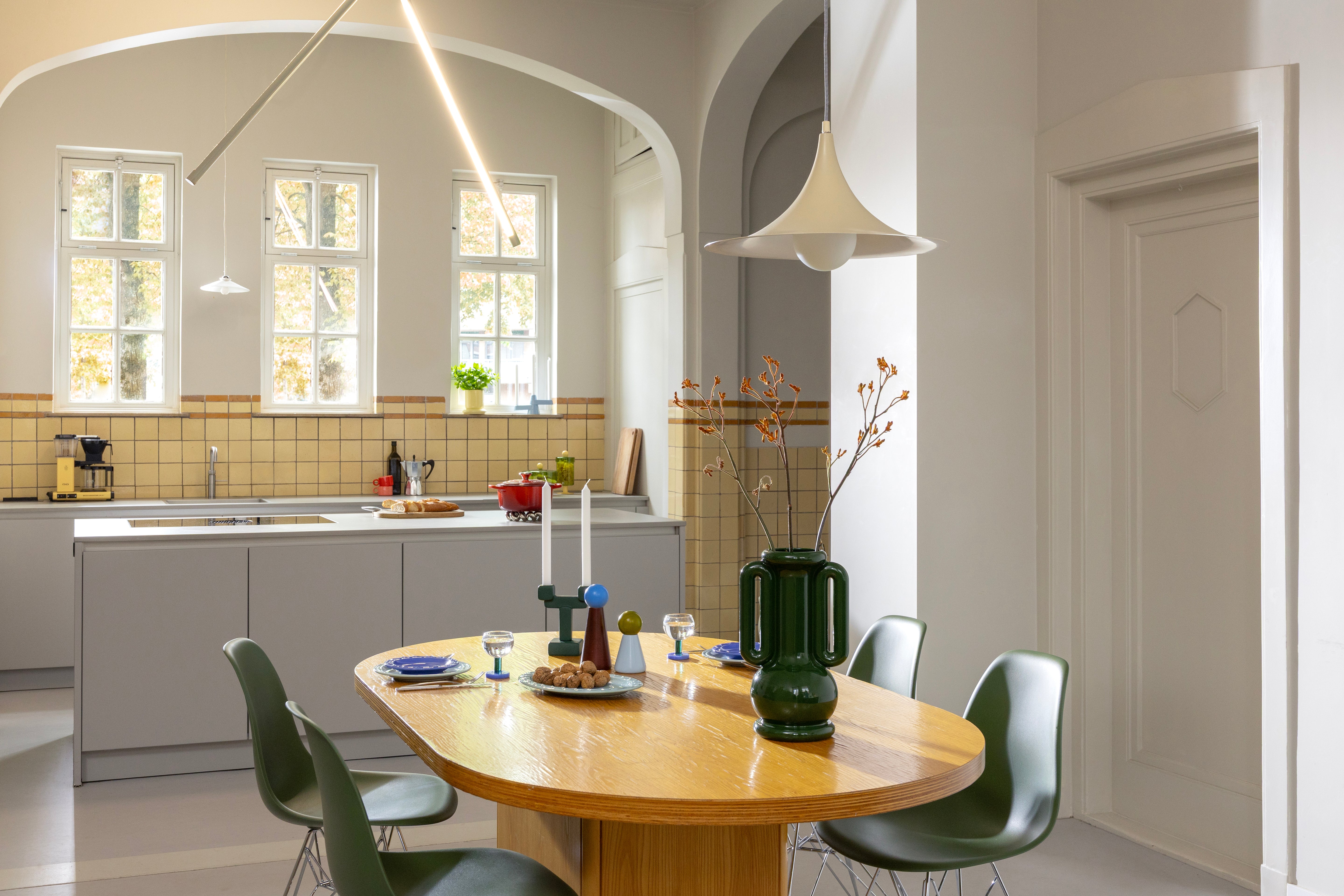 Glasbehälter DUO TALL grün mit gelb