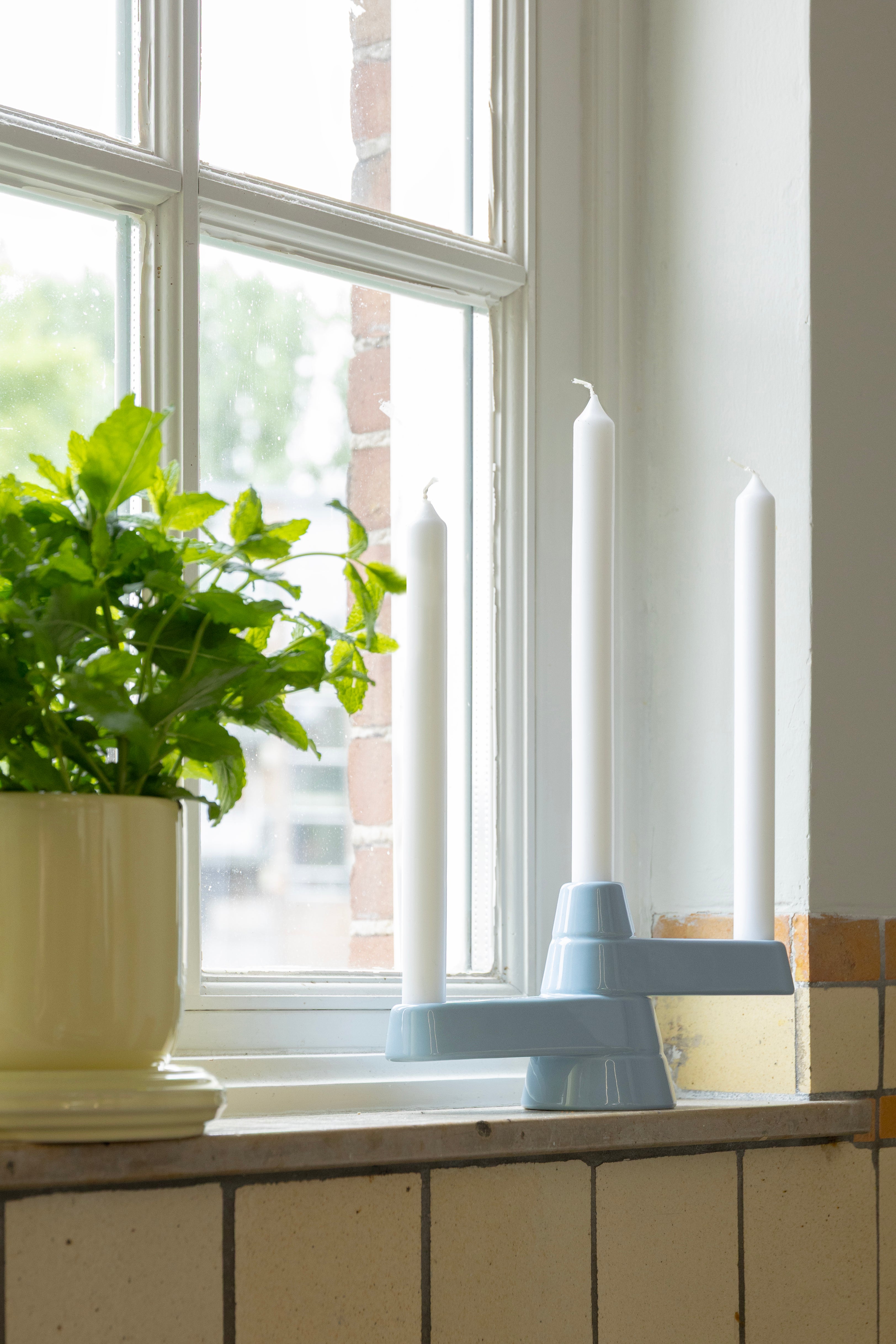 BRUTE Blue Two-Arm Candle Holder