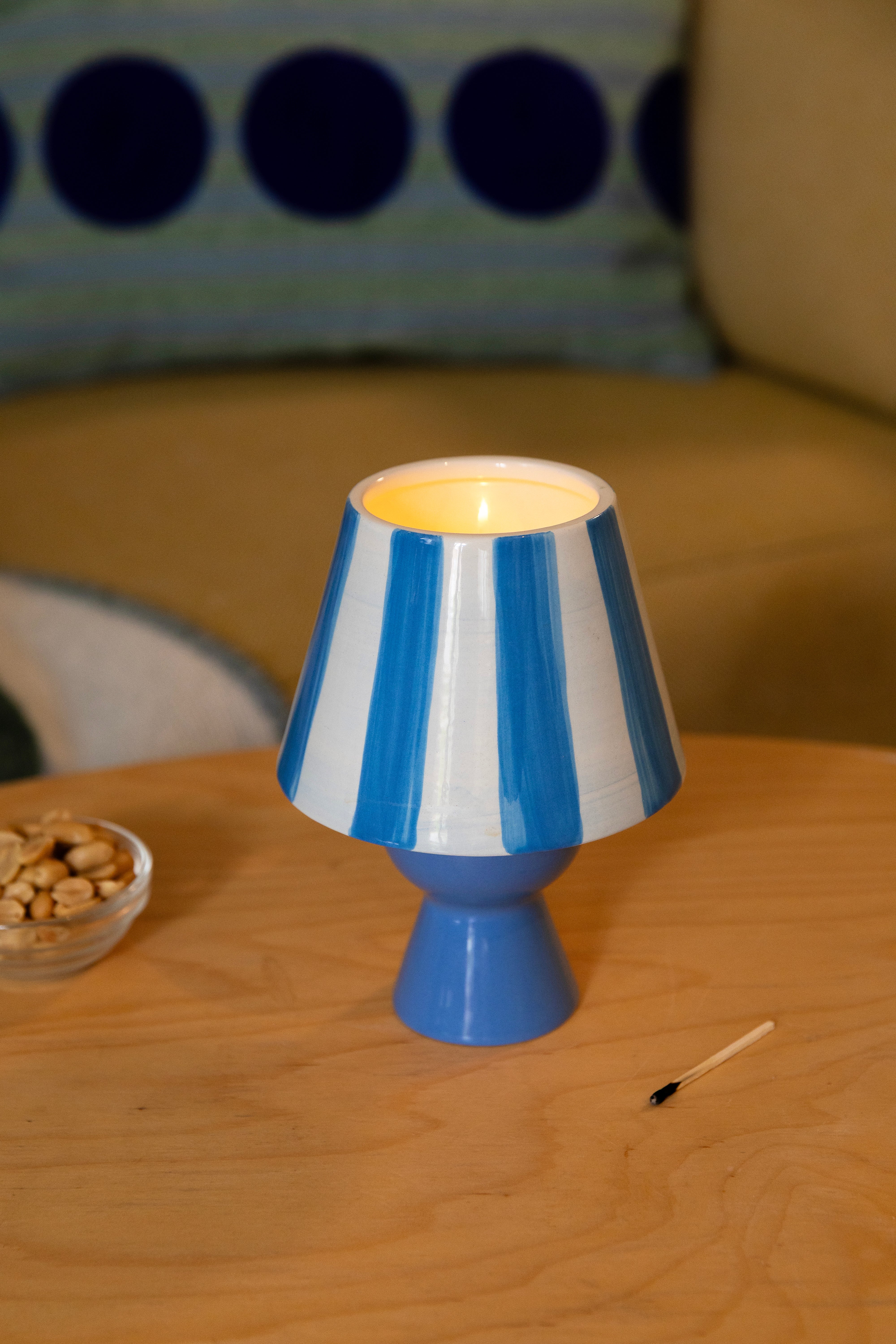 Teelichthalter CANTINE blau mit Weiß