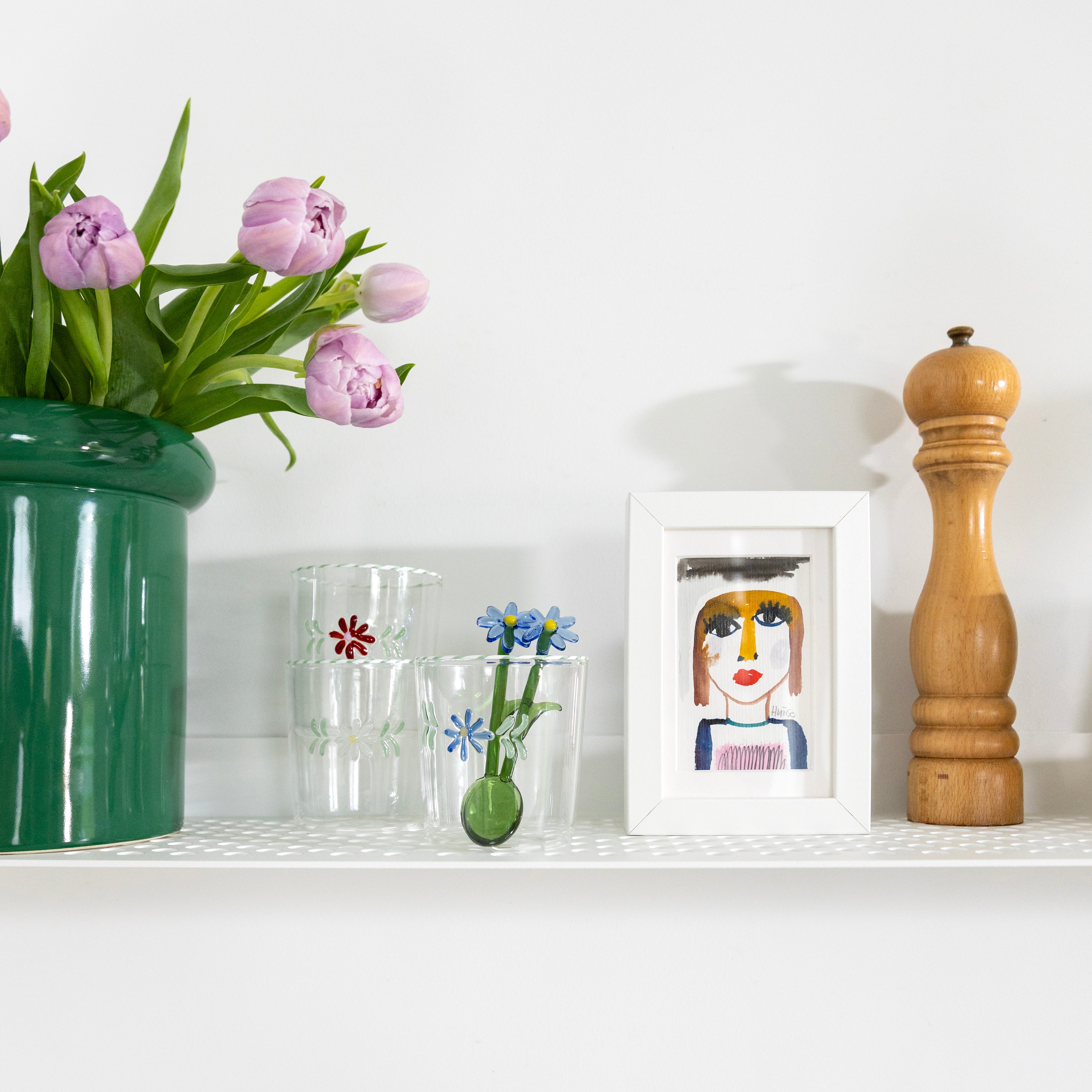 Set von Gläsern FLORA mit Blumenmotiv