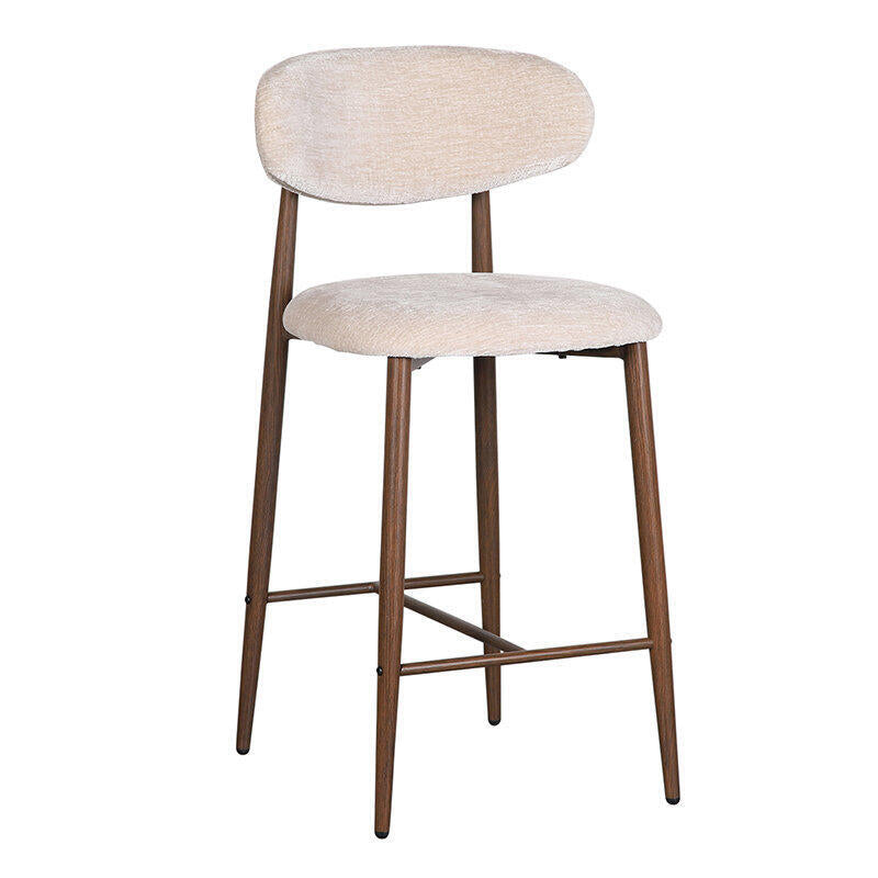 Hocker JAPANDI beige mit dunklem Holzgestell