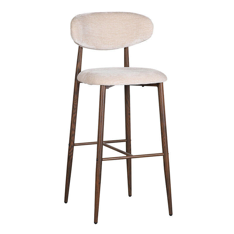 Hocker JAPANDI beige mit dunklem Holzgestell