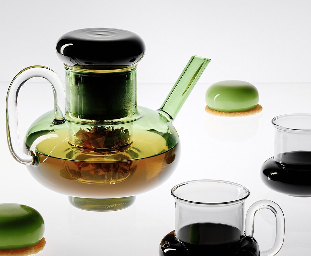 BUMP Teapot Black-Green Glass
