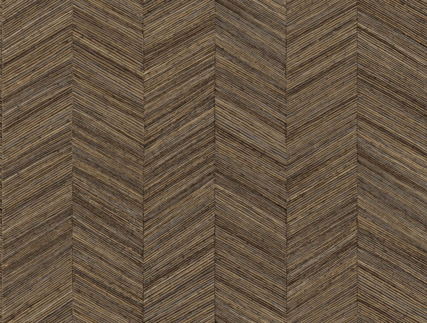 Vinyl wallpaper on fleece with herringbone pattern OCOTEA - SEPIA warm brown