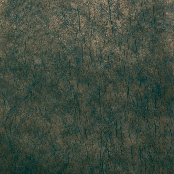 Strukturierte textile Tapete mit metallischem Glanz und Falten OXEA - TOPAZE grün mit Gold