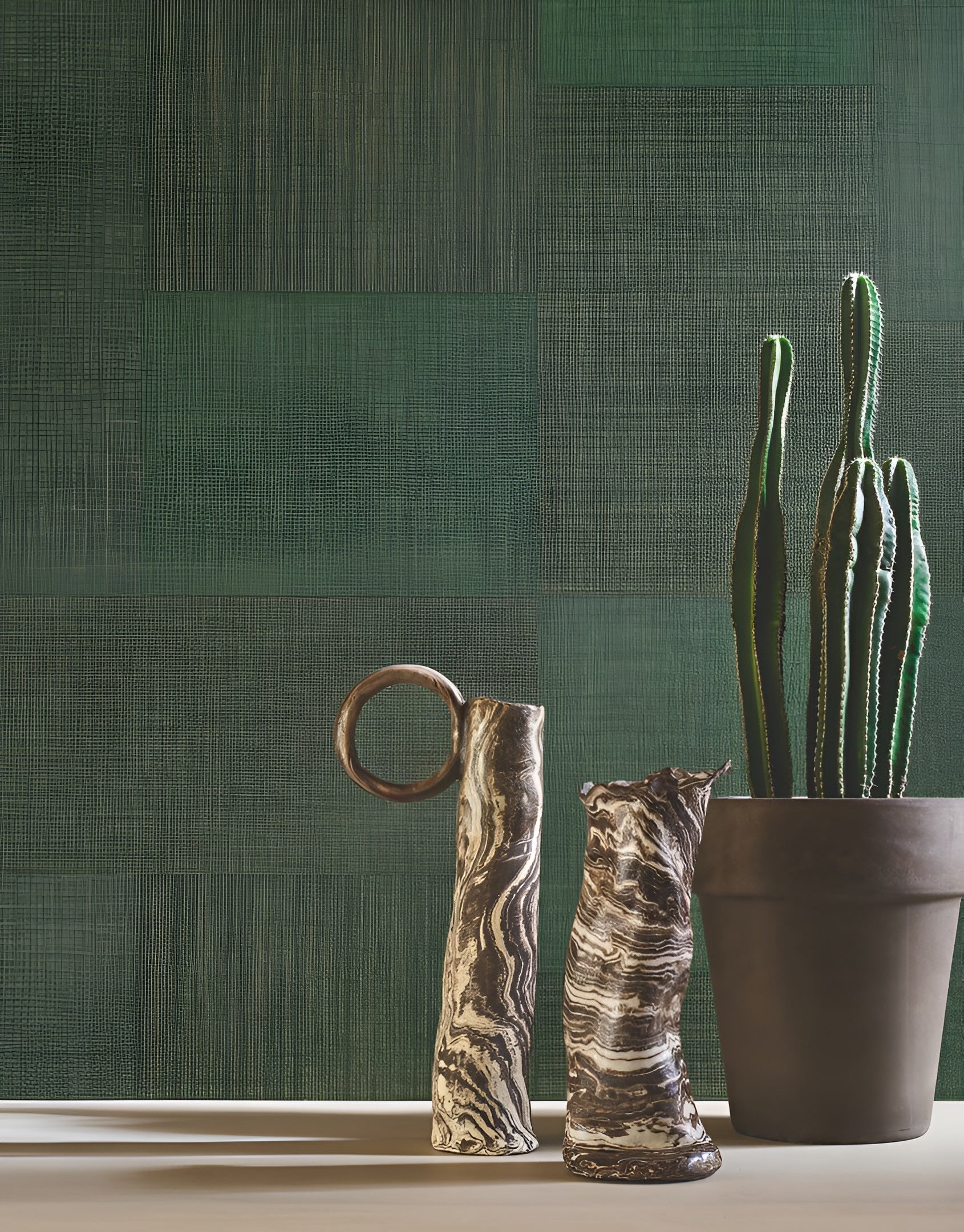 Structural vinyl wallpaper MESTIZO - VERT FORÊT forest green