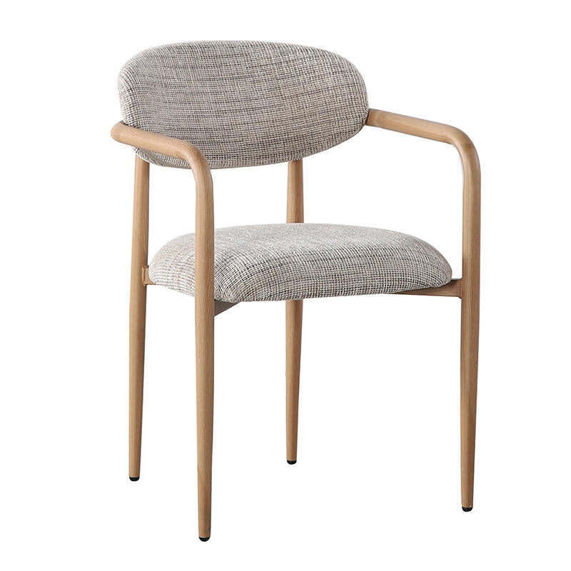 SAKE Armchair in Gray Beige with Wooden Base