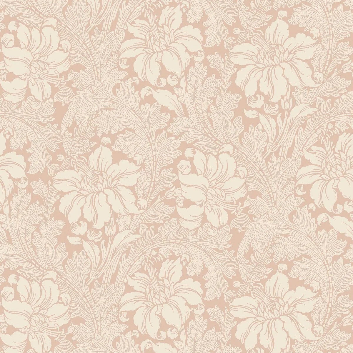 Vlies-Tapete mit pflanzlichem Muster ACANTHUS in lachsrosa