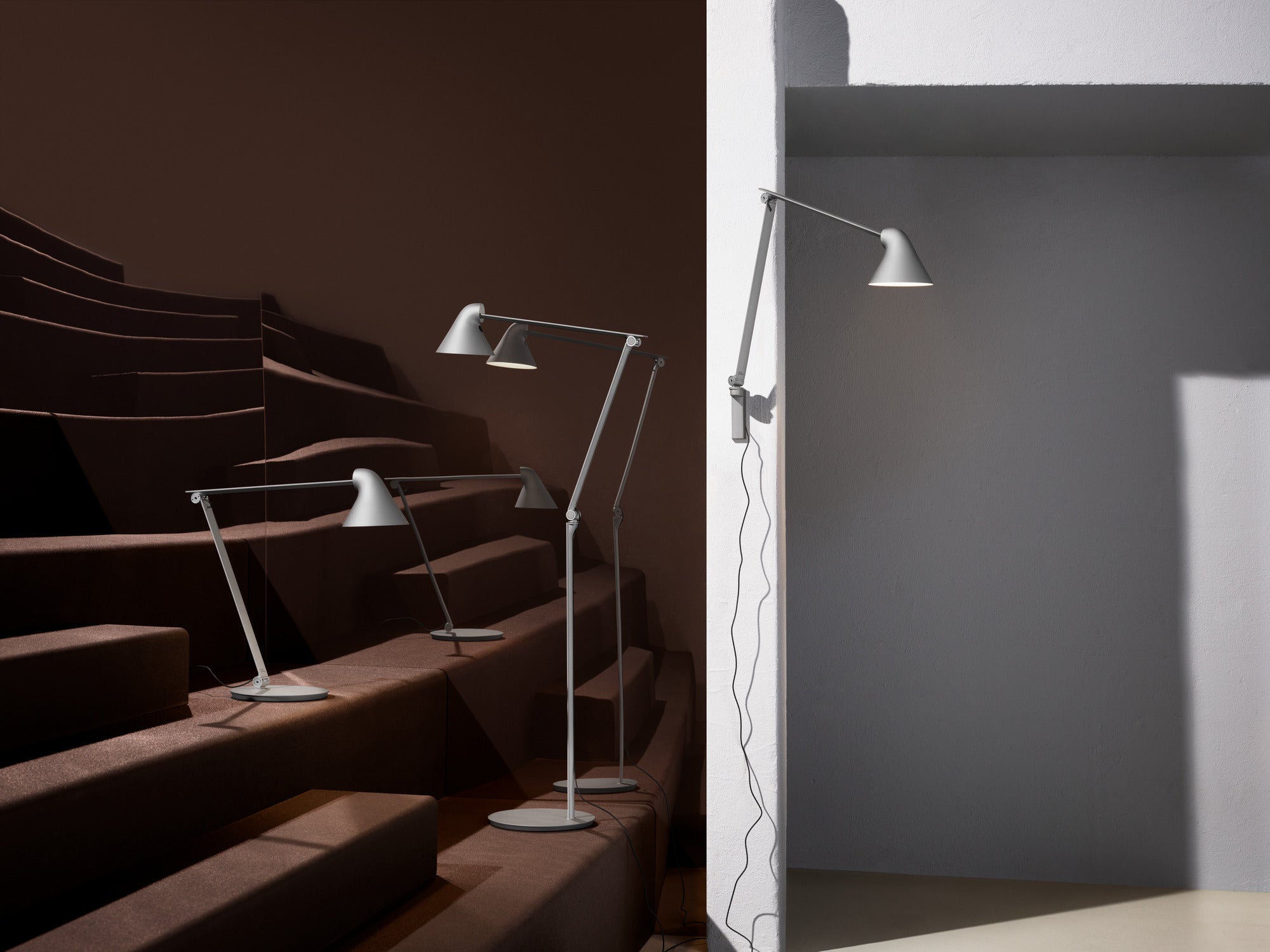 Lampa ścienna na wysięgniku regulowana NJP biały