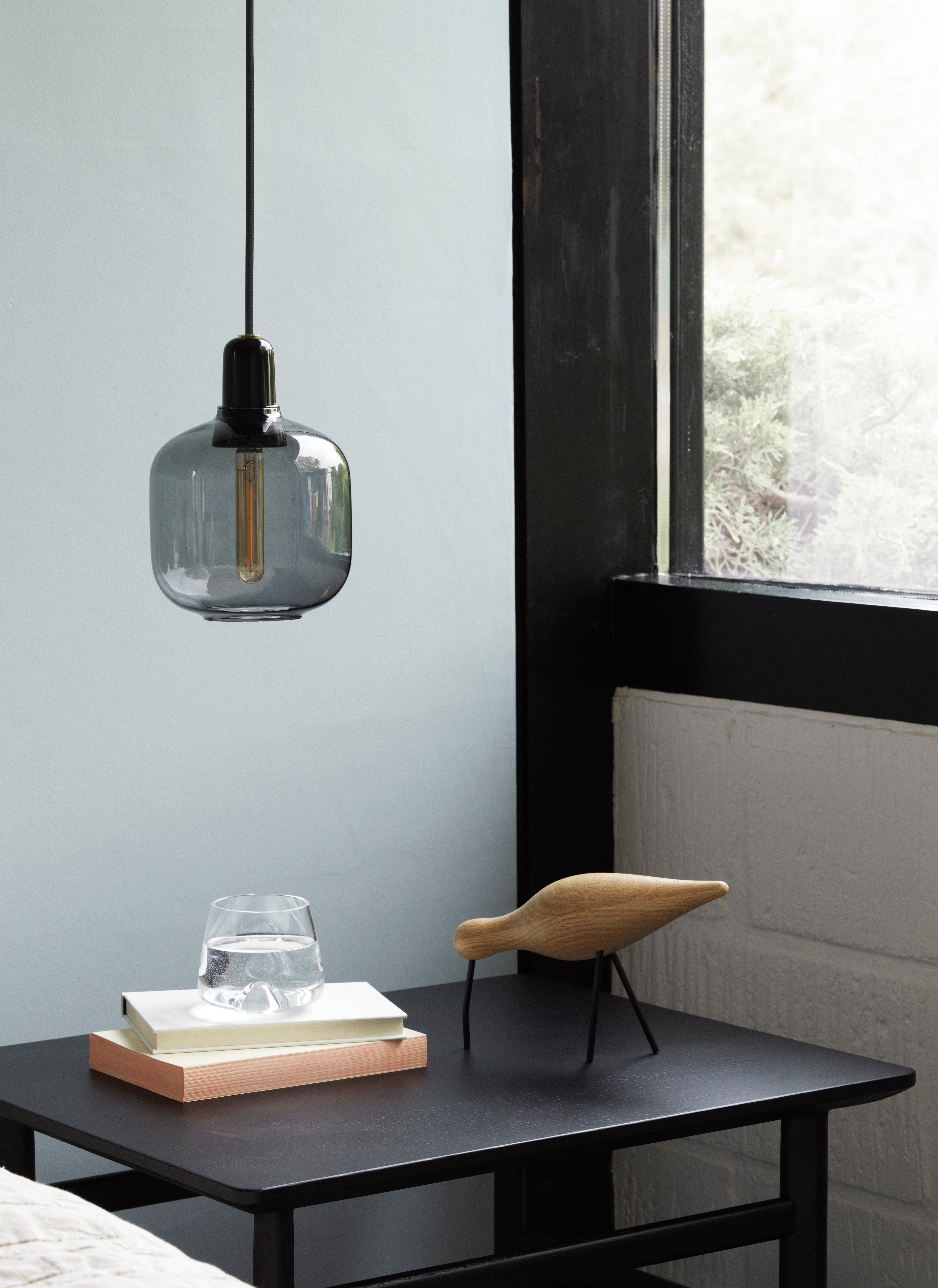 AMP Pendelleuchte Rauchglas mit schwarzem Marmor