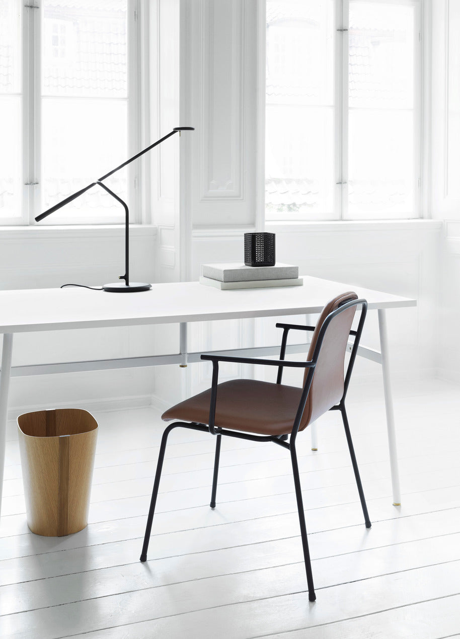 Chair Studio Upholstered front with black ash veneer and a black base