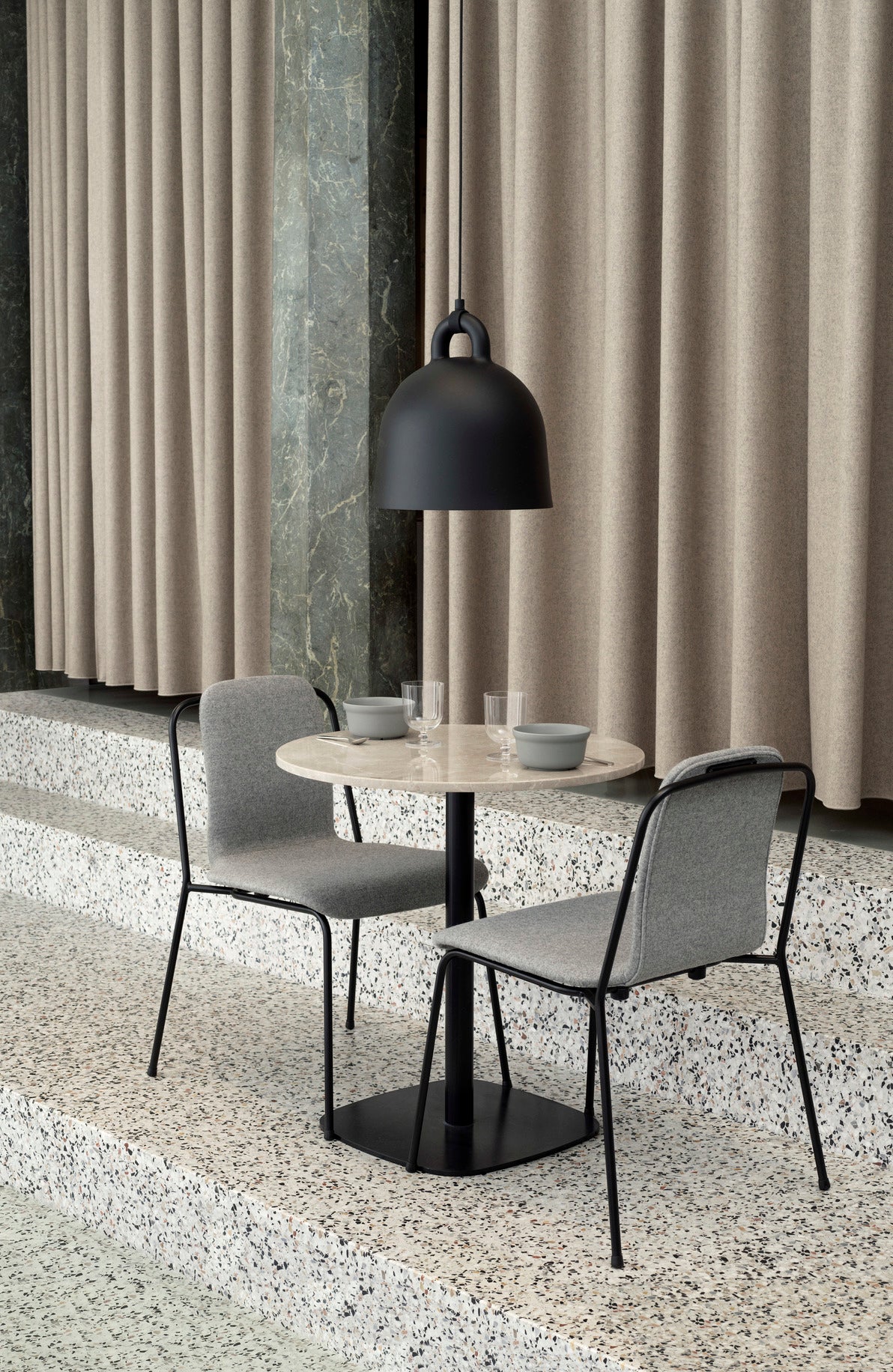 Chair Studio Upholstered front with black ash veneer and a black base