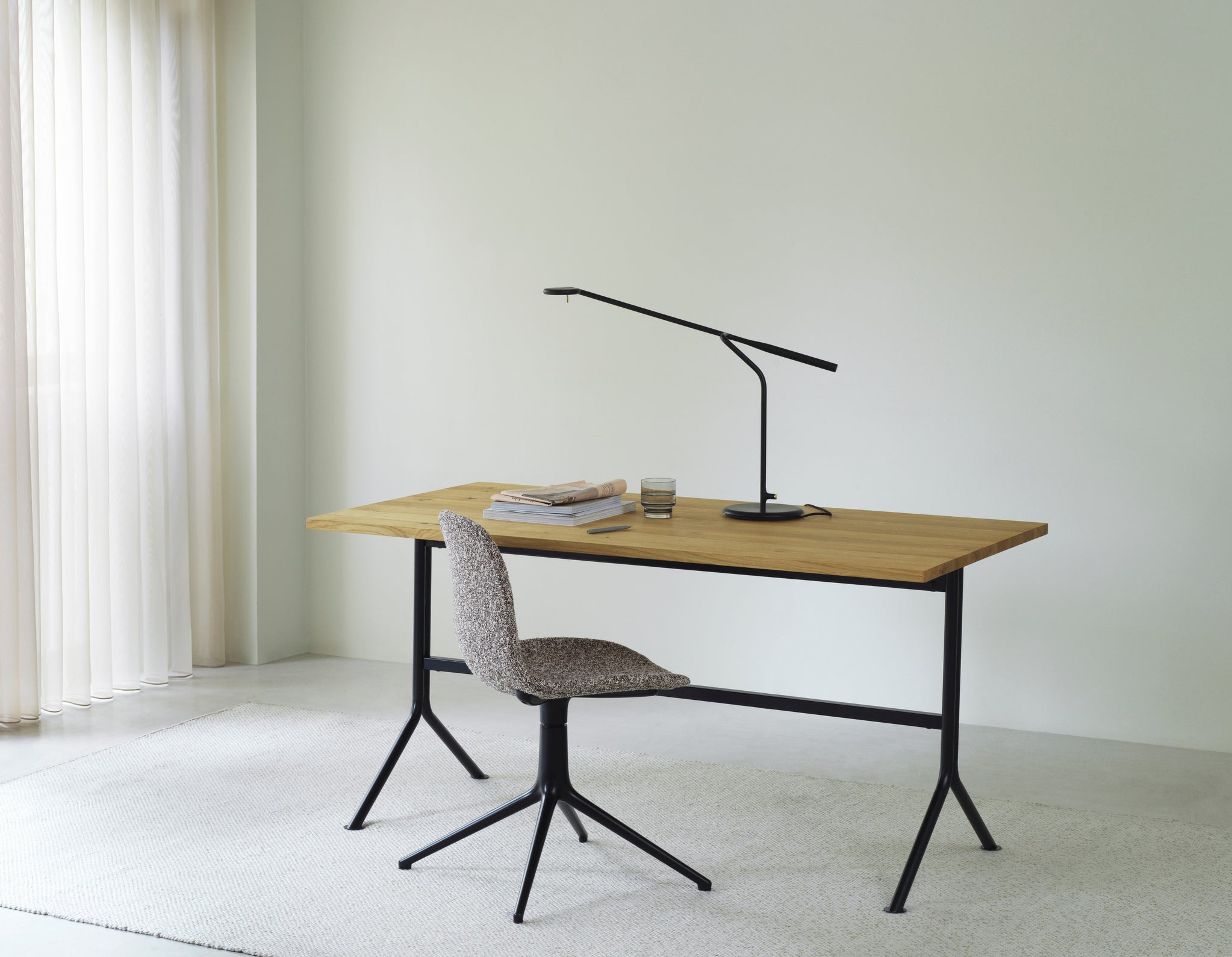 KIP desk natural pine with gray base