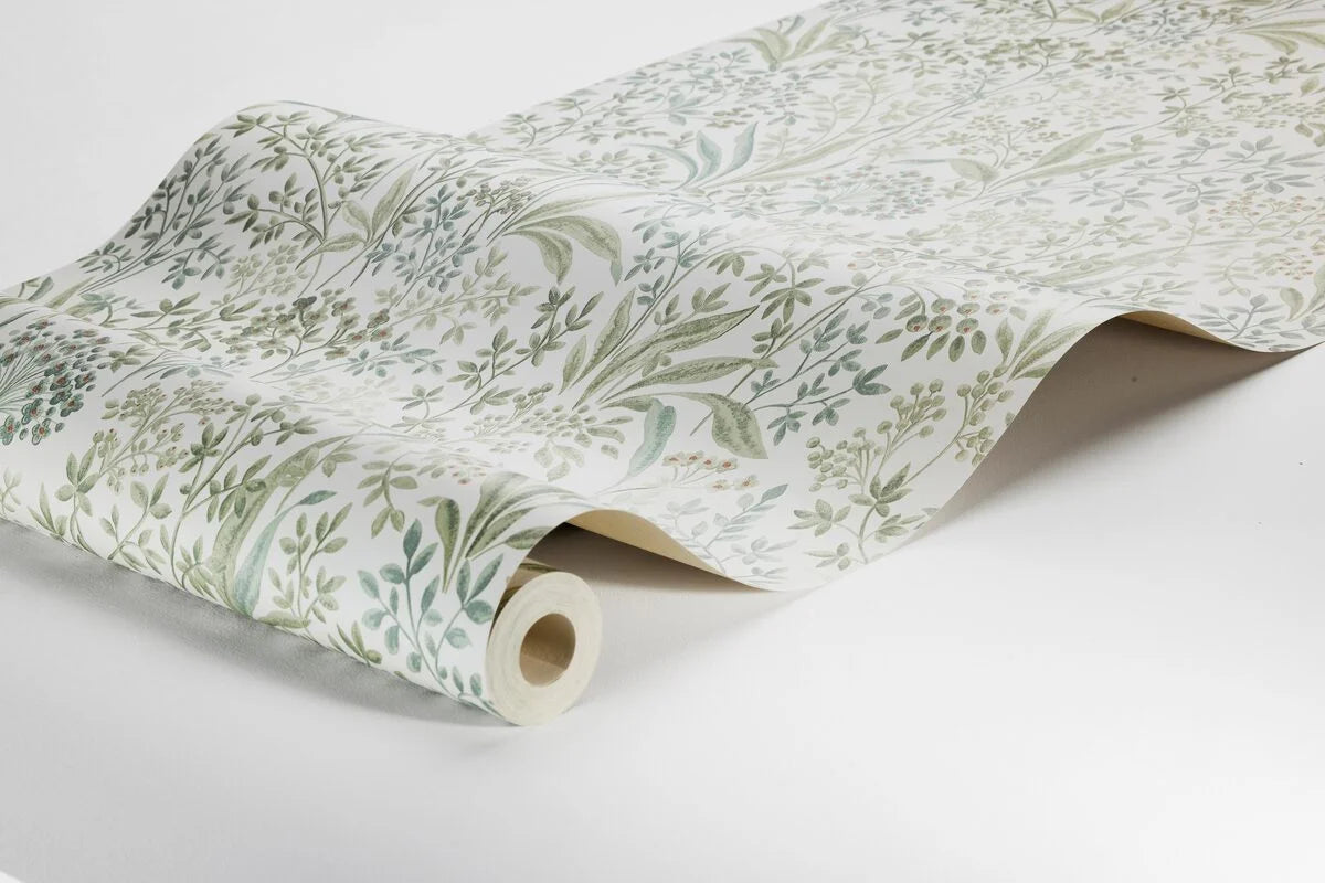 Vlies-Tapete mit pflanzlichem Muster NOCTURNE beige mit grün