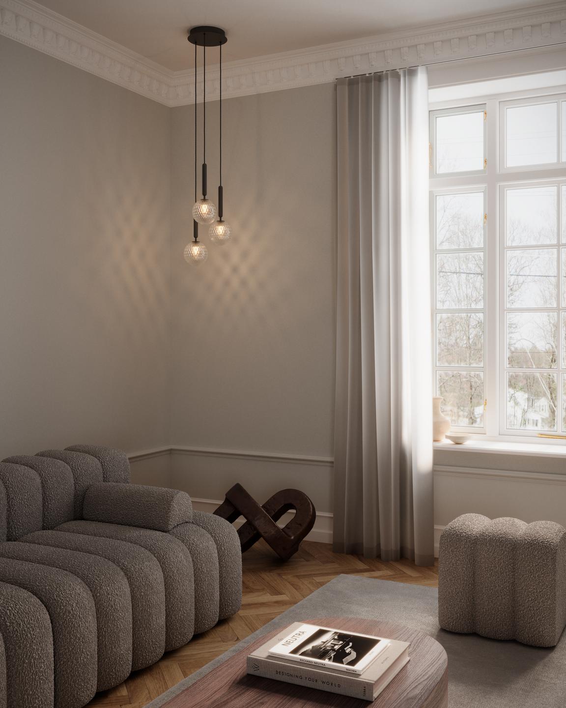 MIIRA 3 Pendant Lamp in Graphite with Transparent Glass