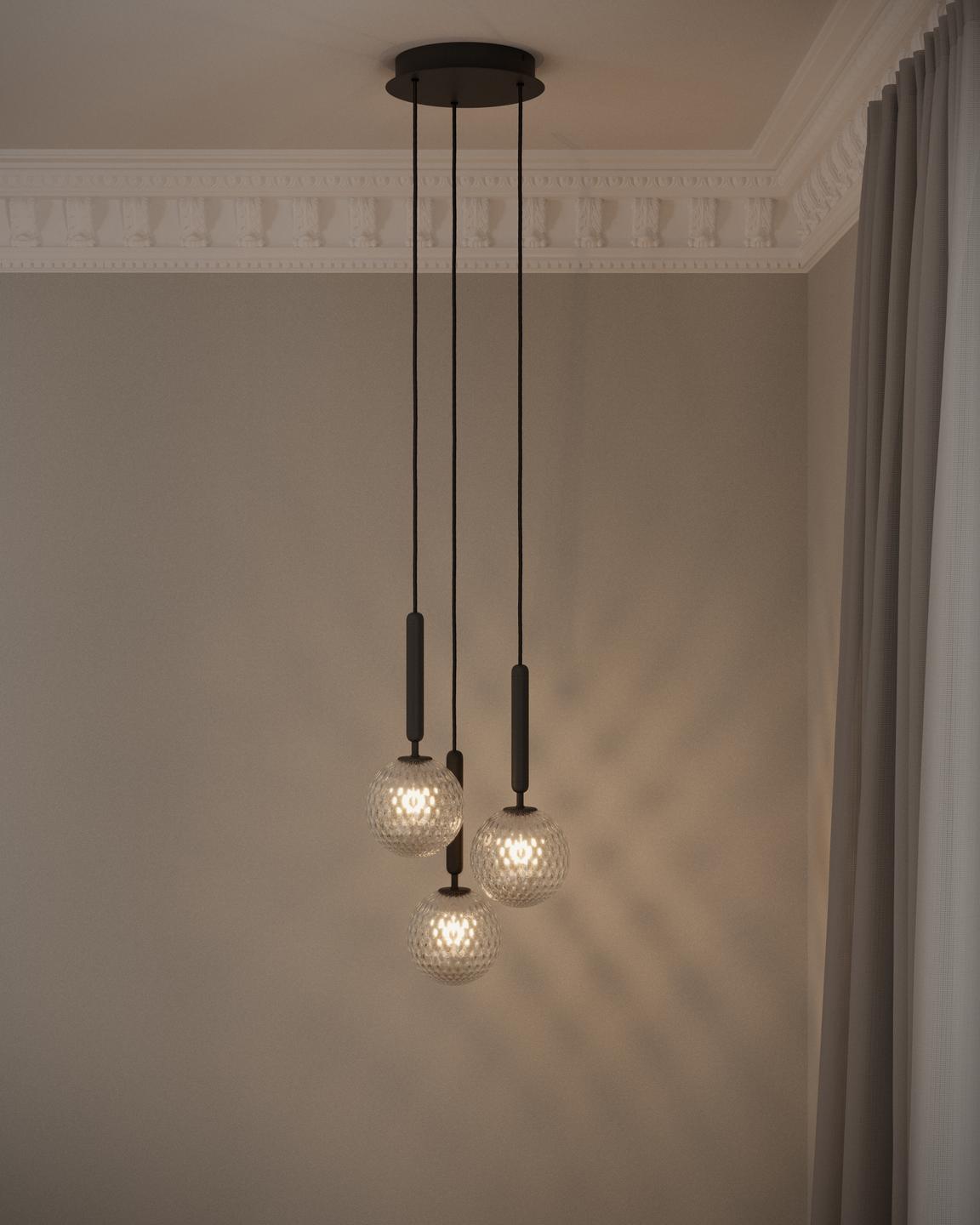 MIIRA 3 Pendant Lamp in Graphite with Transparent Glass