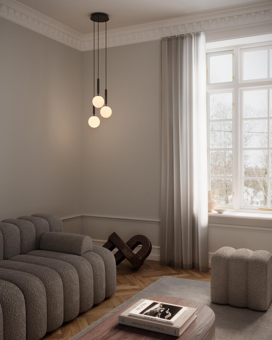 MIIRA 3 Pendant Lamp in Graphite with Opal Glass