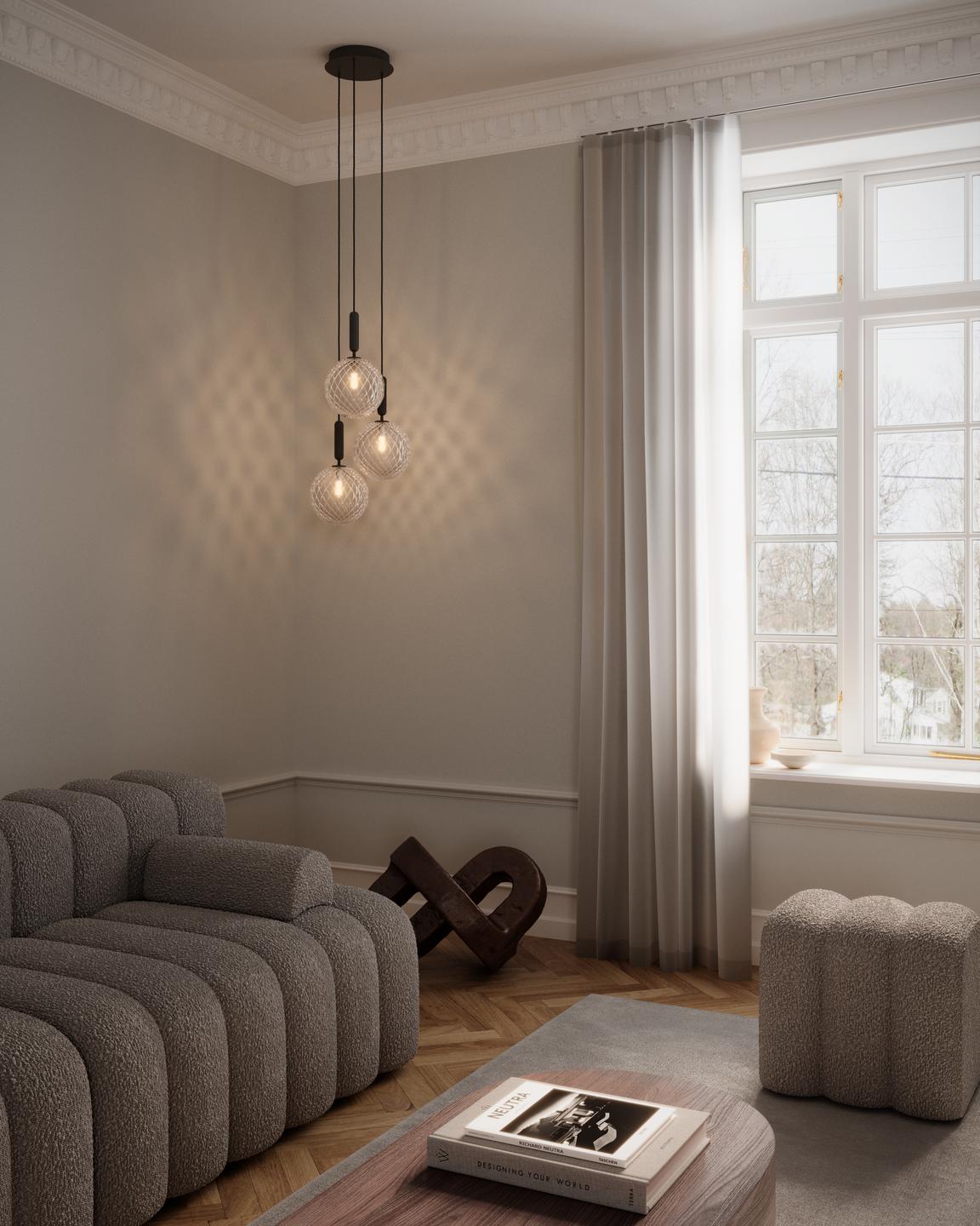MIIRA 3 Pendant Lamp in Graphite with Transparent Glass