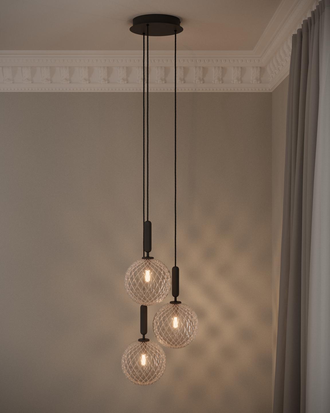MIIRA 3 Pendant Lamp in Graphite with Transparent Glass
