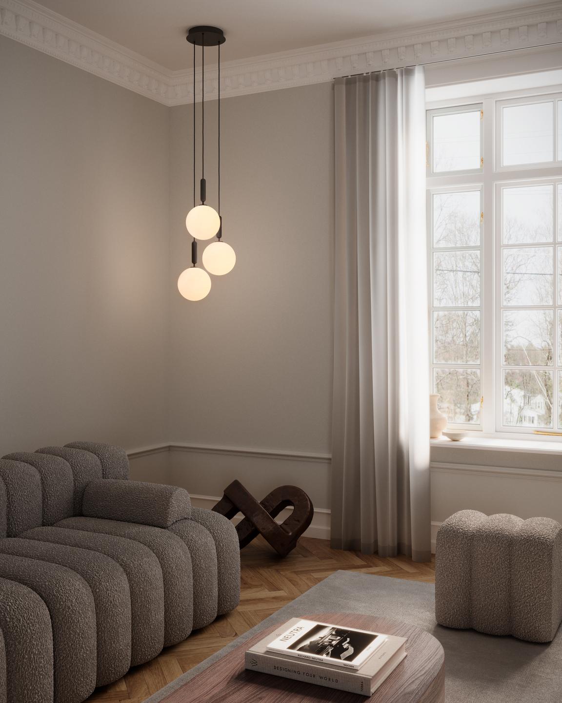 MIIRA 3 Pendant Lamp in Graphite with Opal Glass