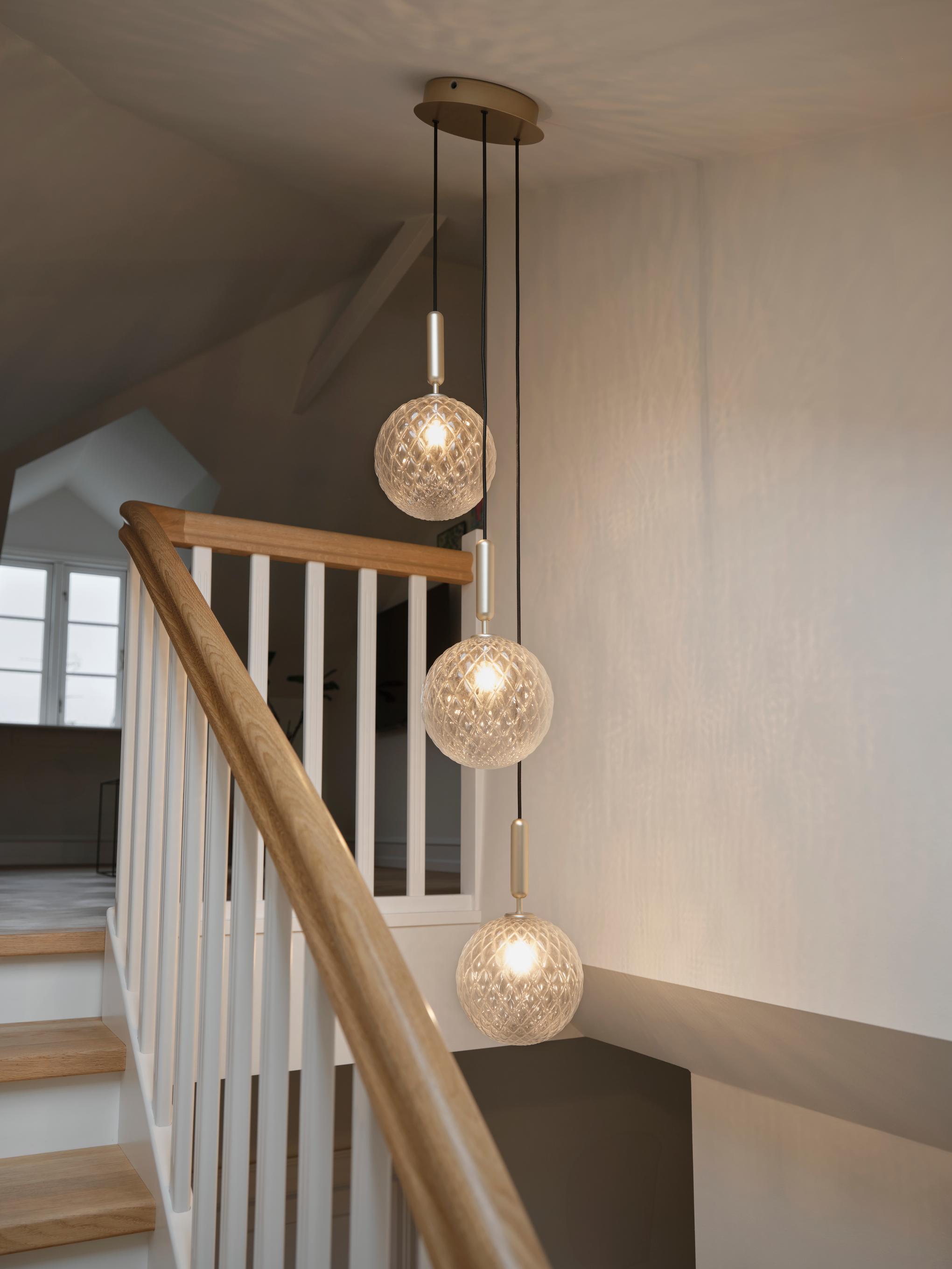 MIIRA Pendant Lamp 3 Brass with Transparent Glass