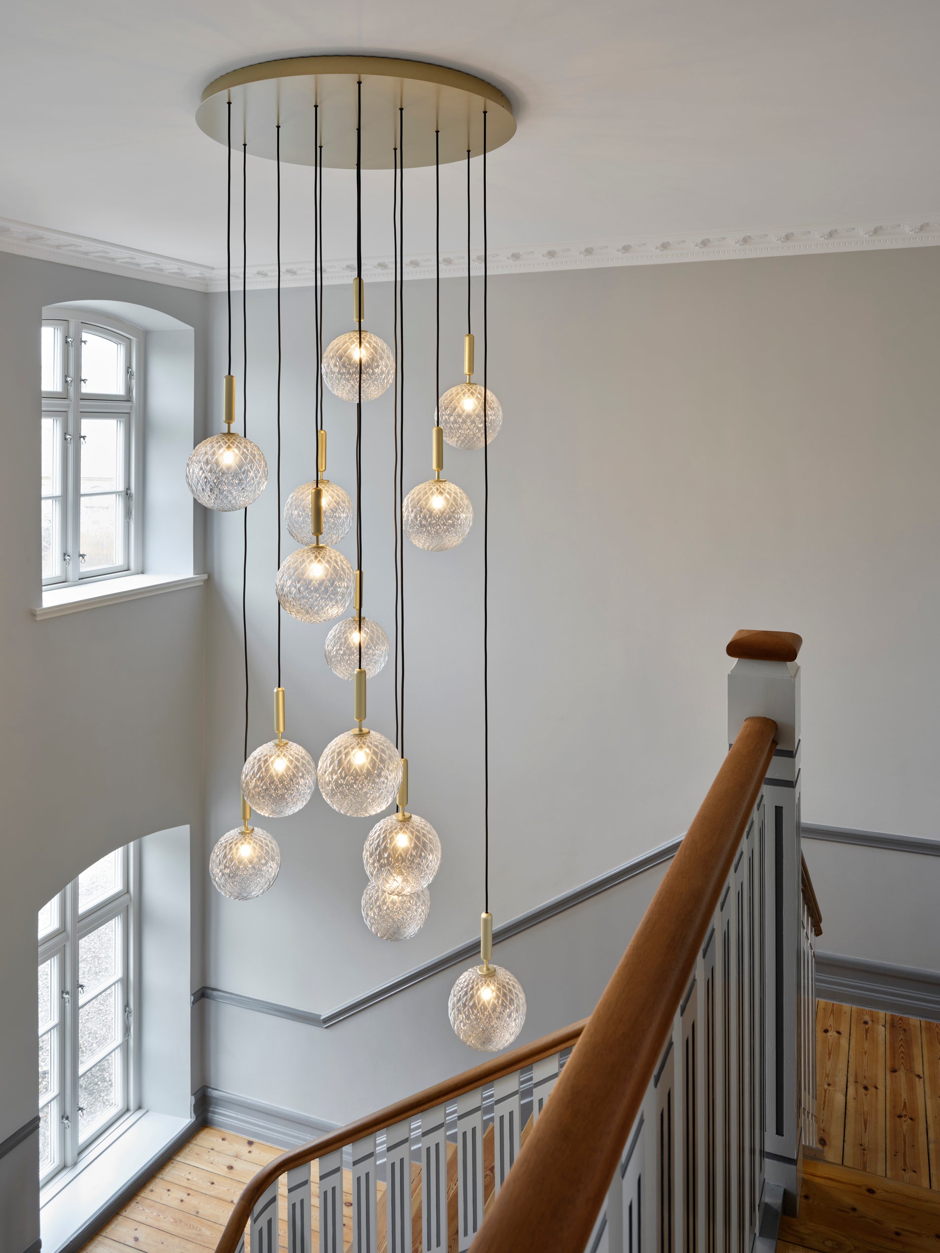 MIIRA 13 Pendant Lamp in Brass with Transparent Glass
