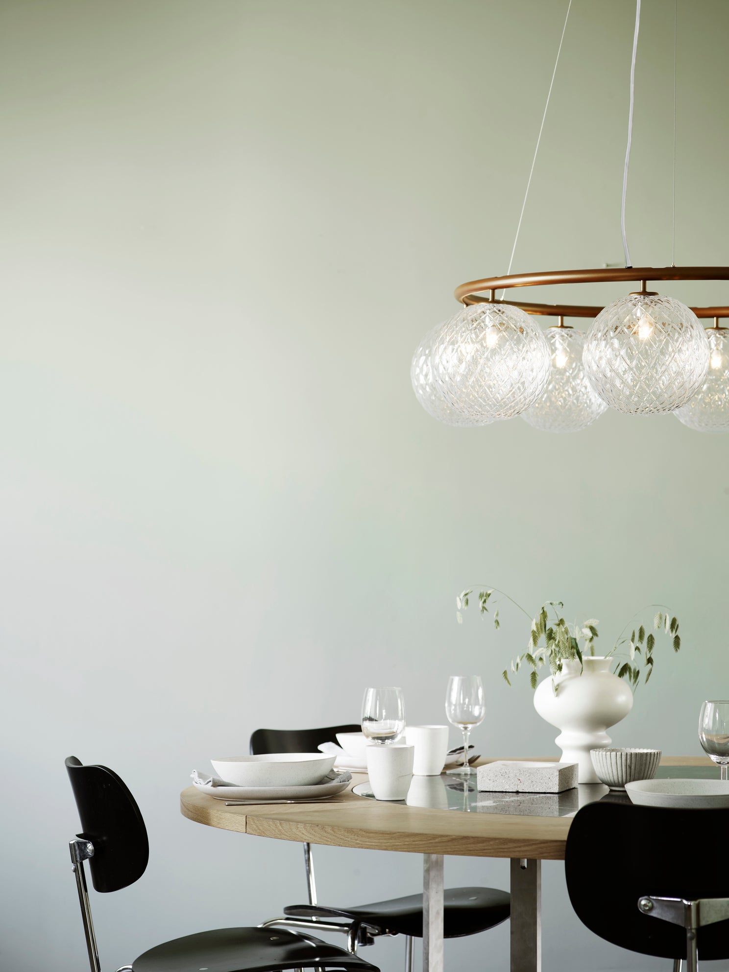 Pendelleuchte MIIRA 8 CIRCULAR dunkelbraun mit transparentem Glas