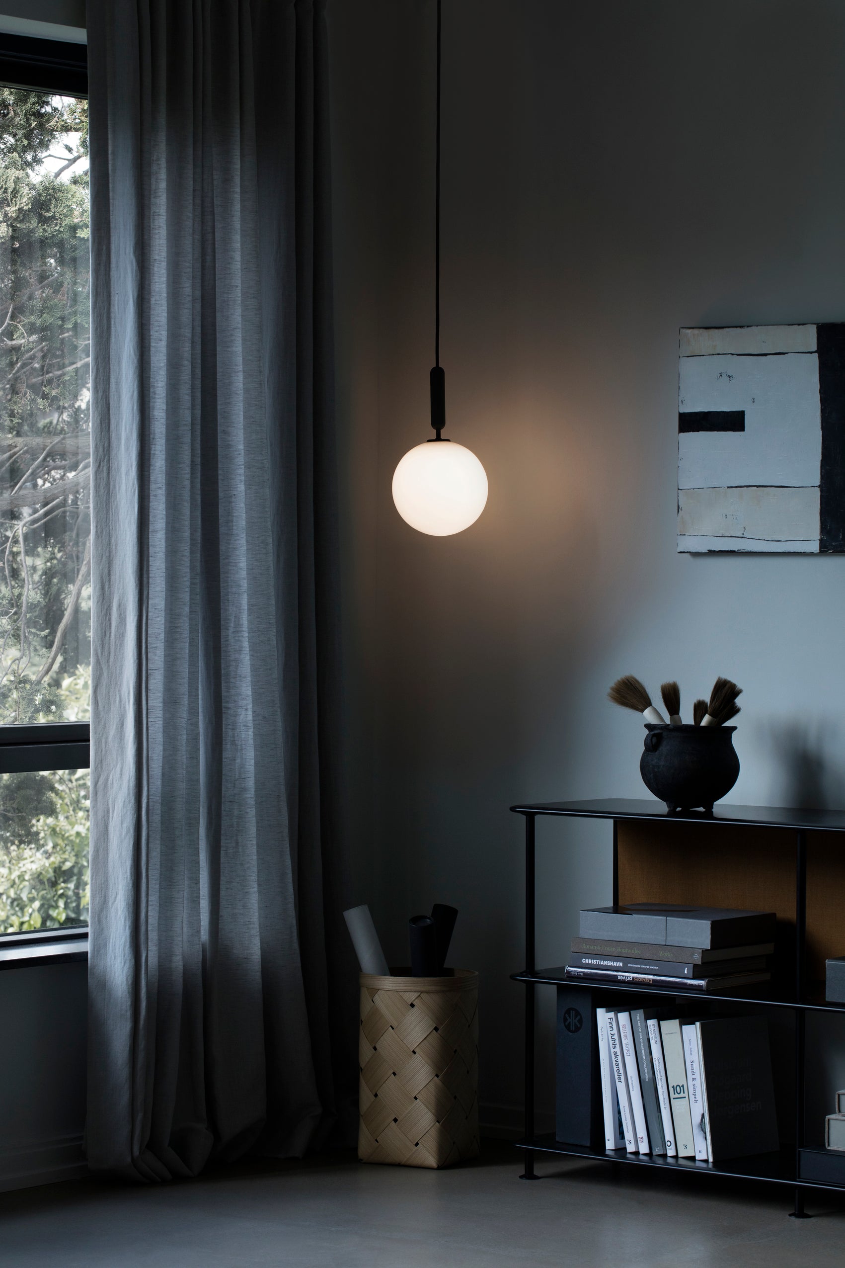 MIIRA Pendant Lamp in Graphite with Opal Glass