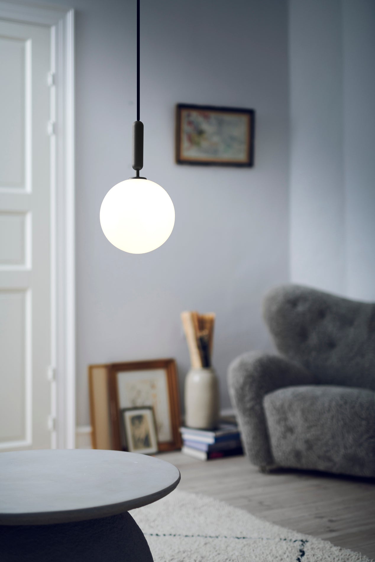 MIIRA Pendant Lamp in Graphite with Opal Glass
