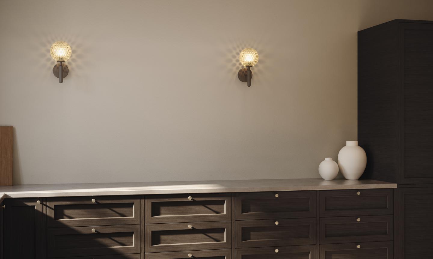 MIIRA Wall Lamp in Graphite with Transparent Glass