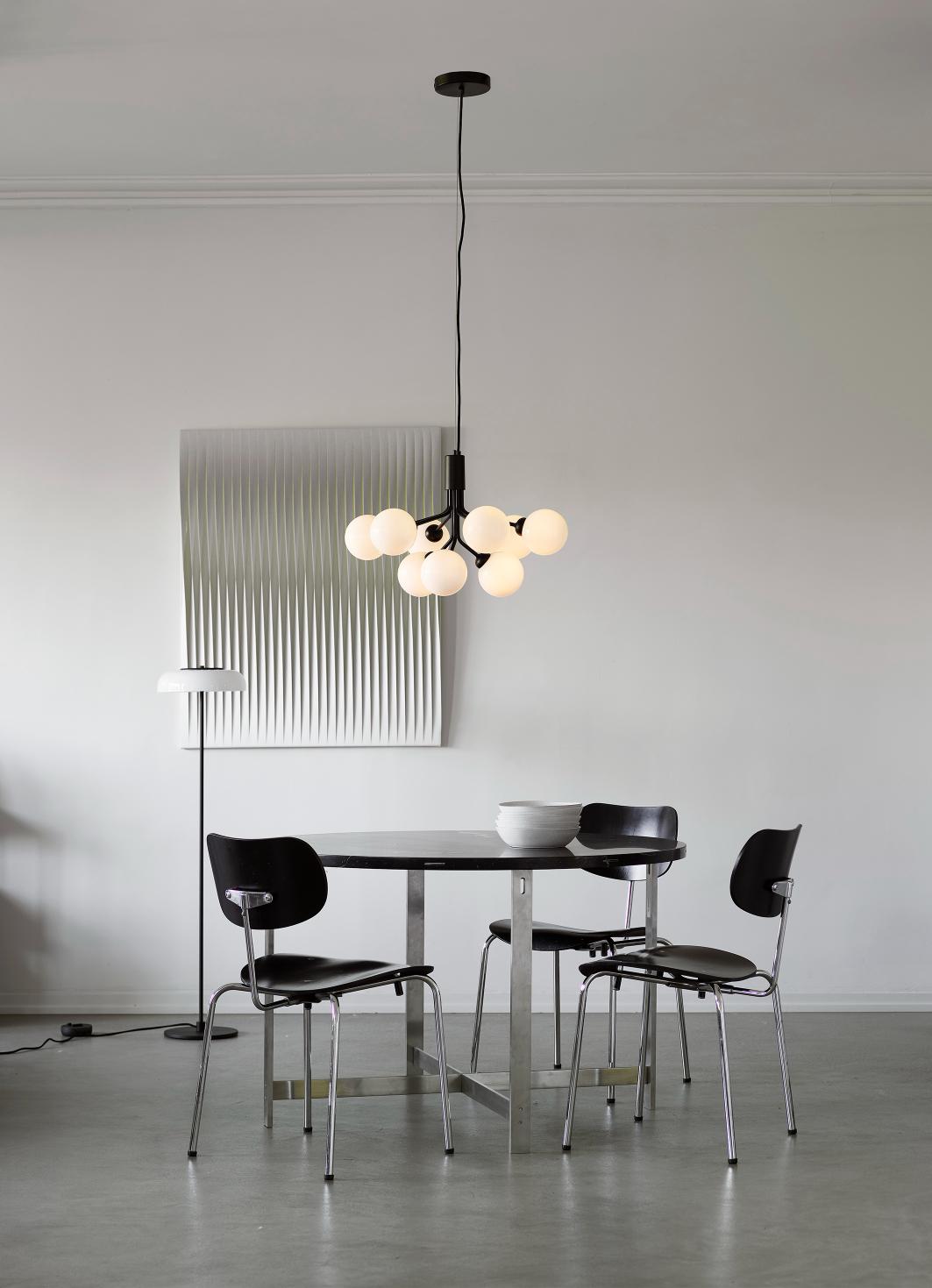 APIALES 9 Pendant Lamp in Black with Opal Glass