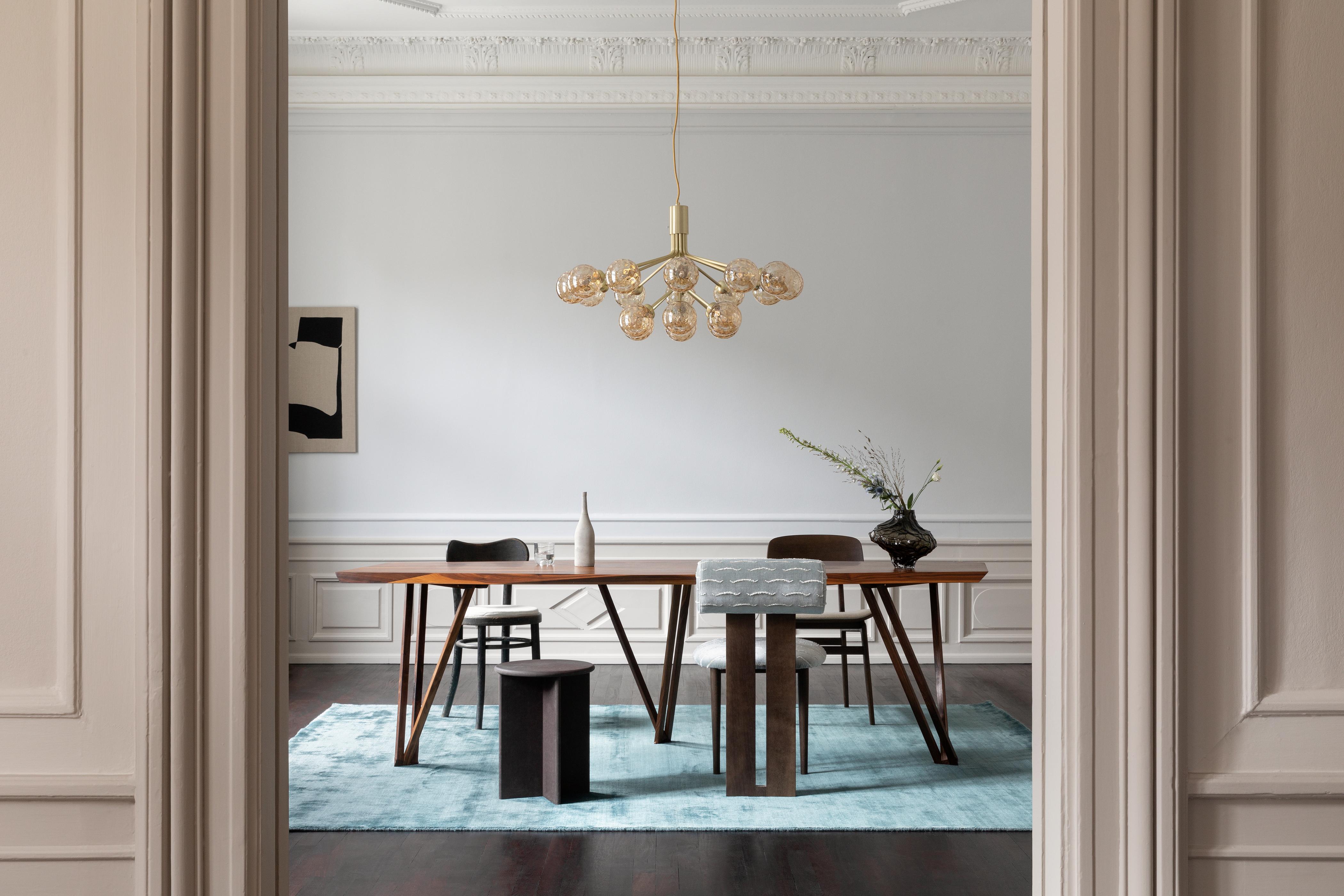 Kronleuchter APIALES 18 Messing mit goldenem Glas