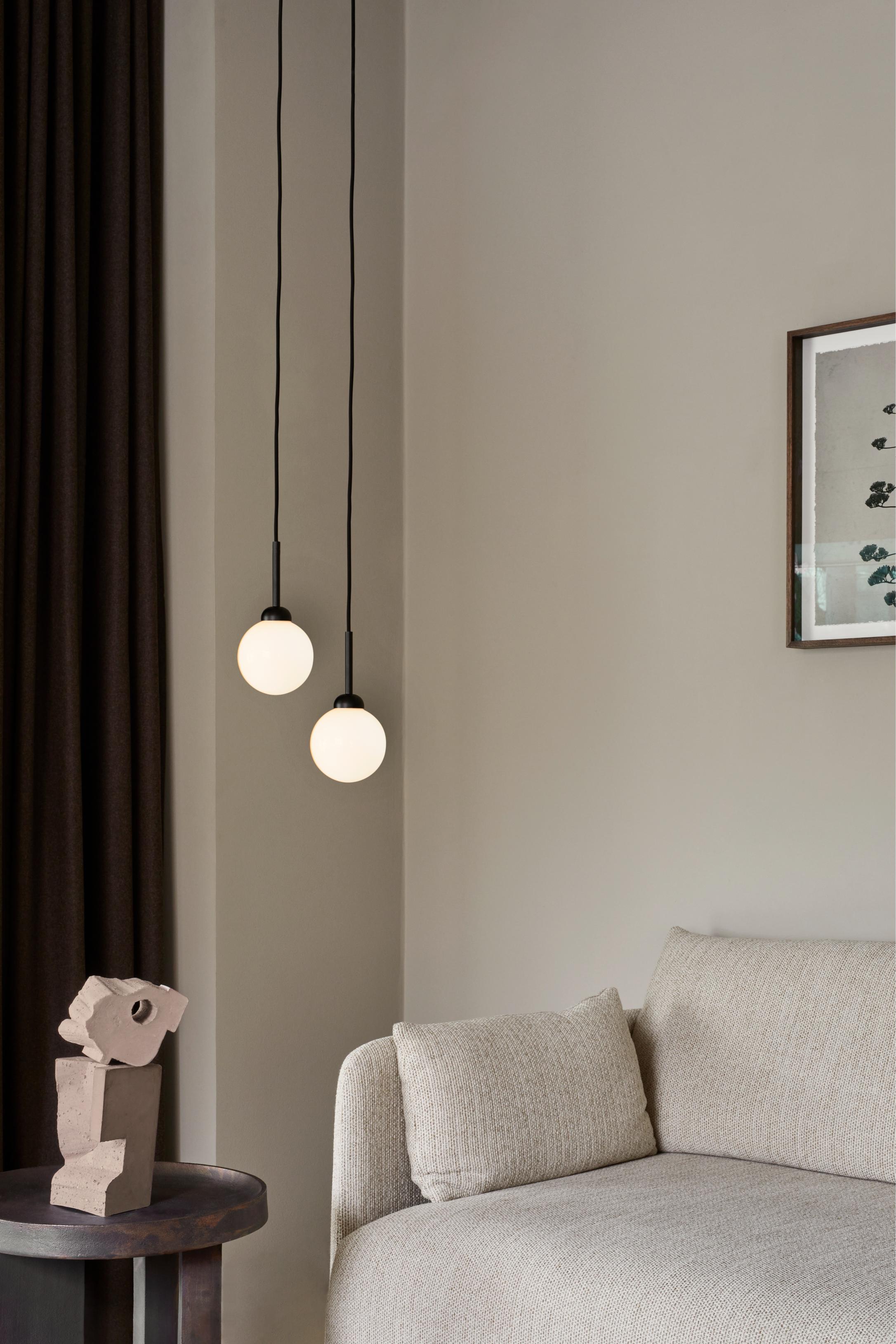 APIALES Black Pendant Lamp with Opal Glass