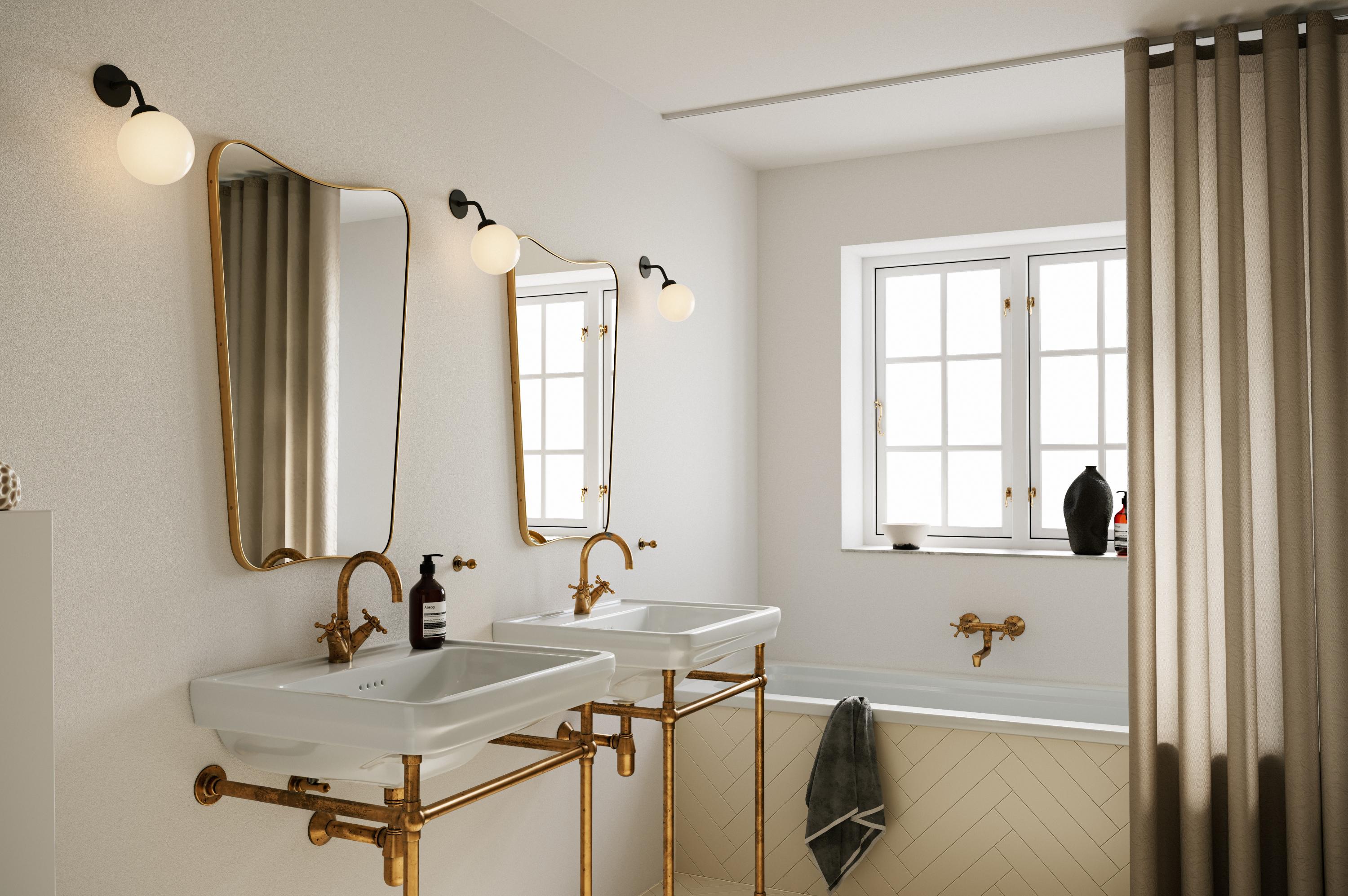 APIALES Black Wall Lamp with Opal Glass