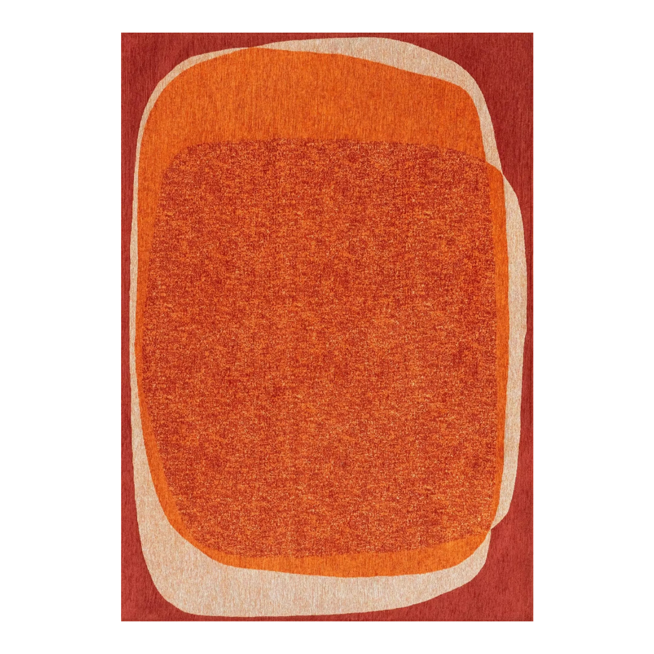 MARBLE Orange Rug with Burgundy and Beige