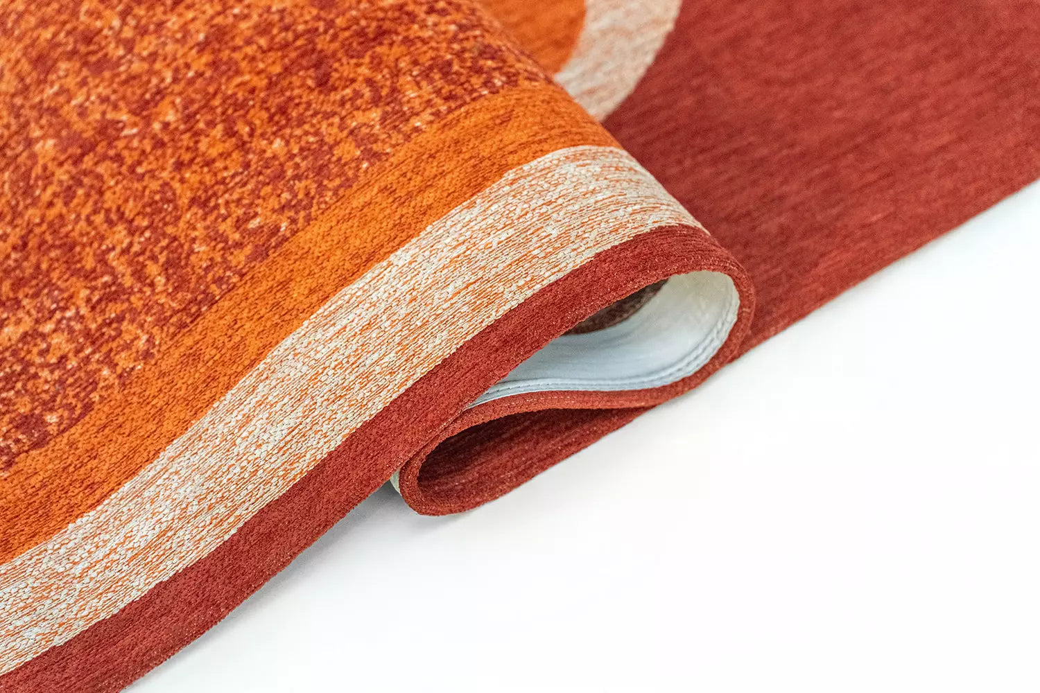 MARBLE Orange Rug with Burgundy and Beige
