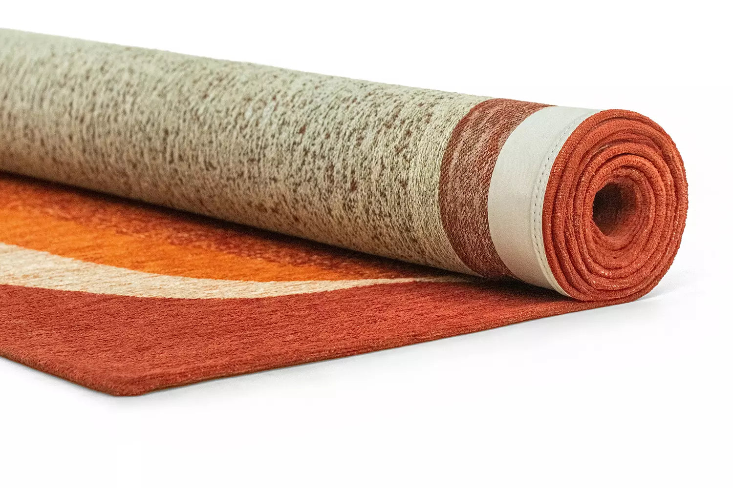MARBLE Orange Rug with Burgundy and Beige