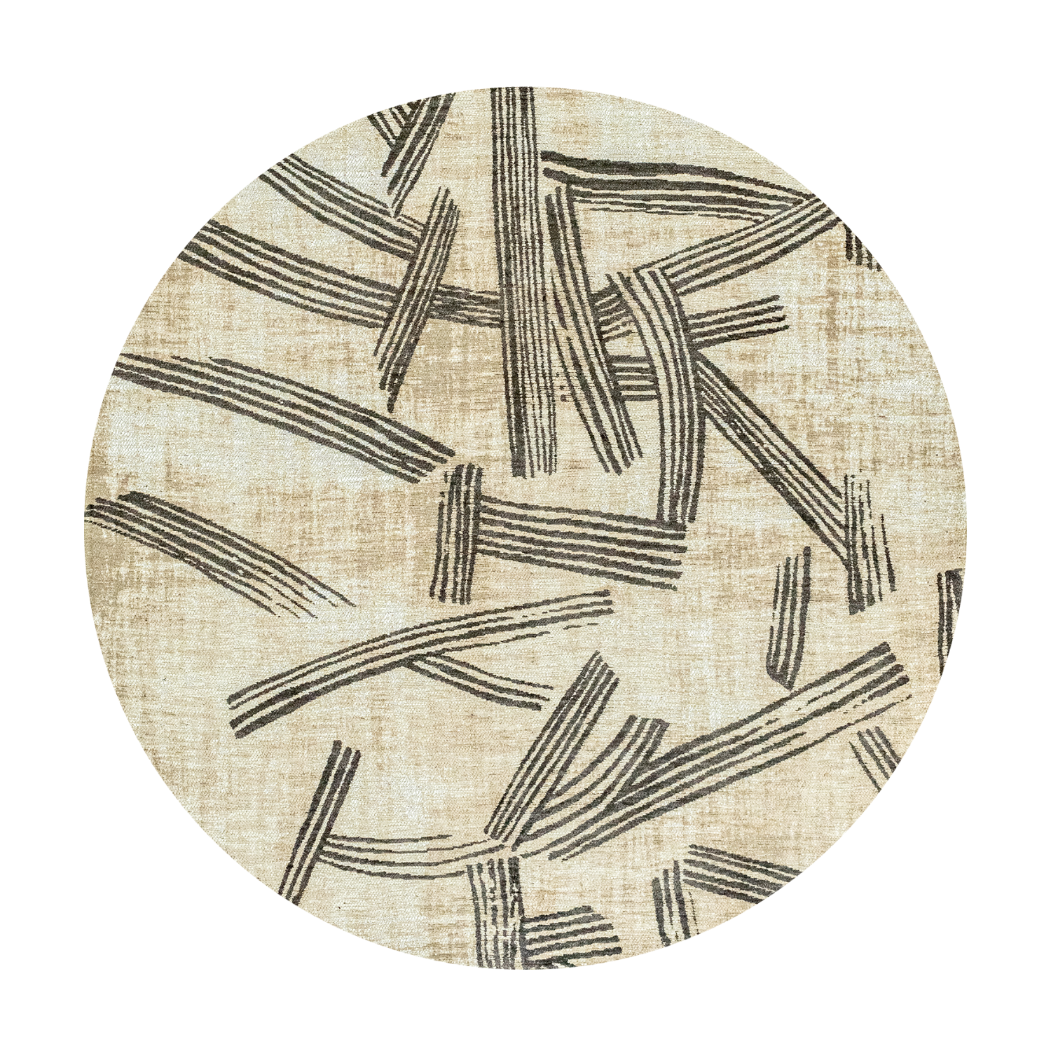 Round Carpet KANJI Beige with Black