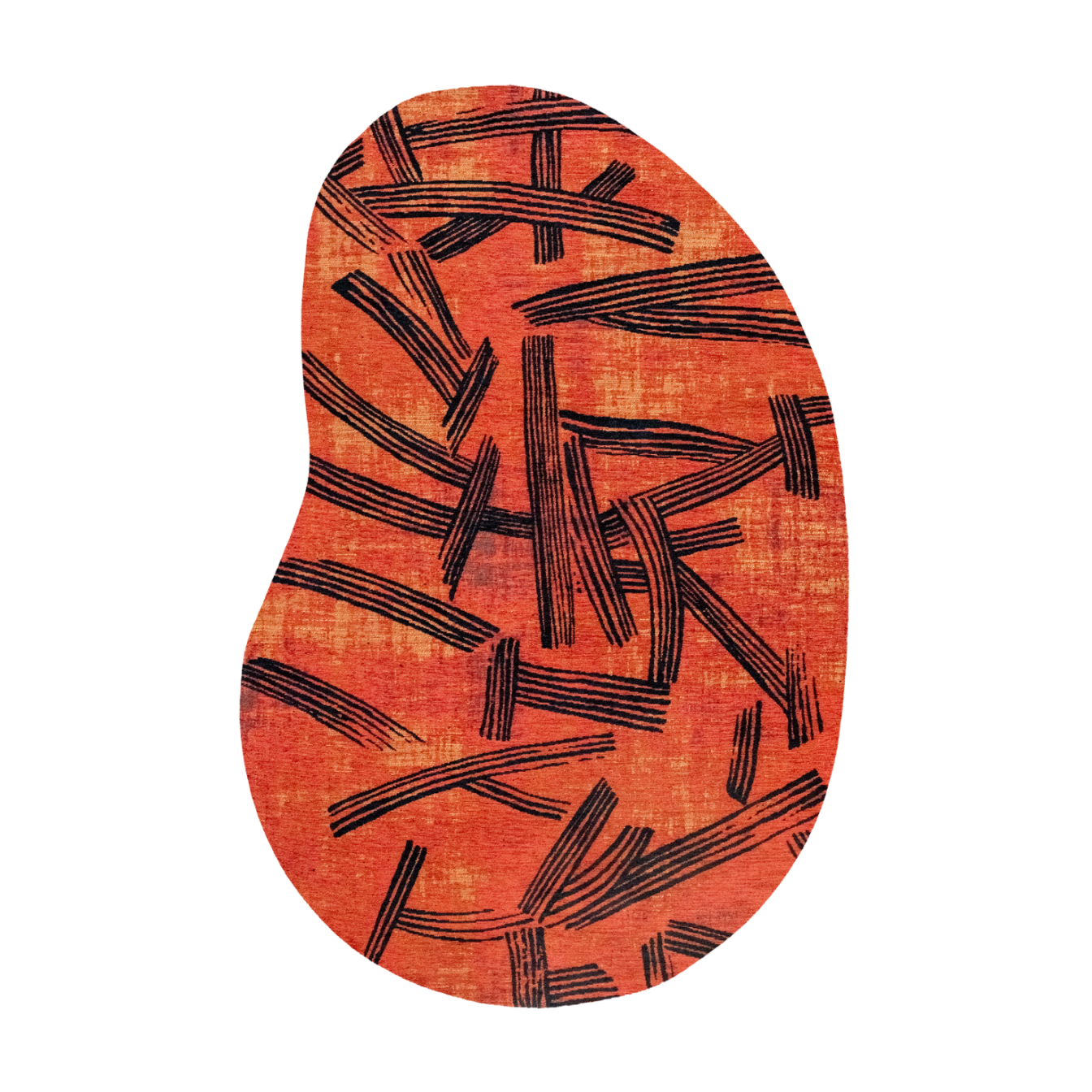 Orange oval rug KANJI with black