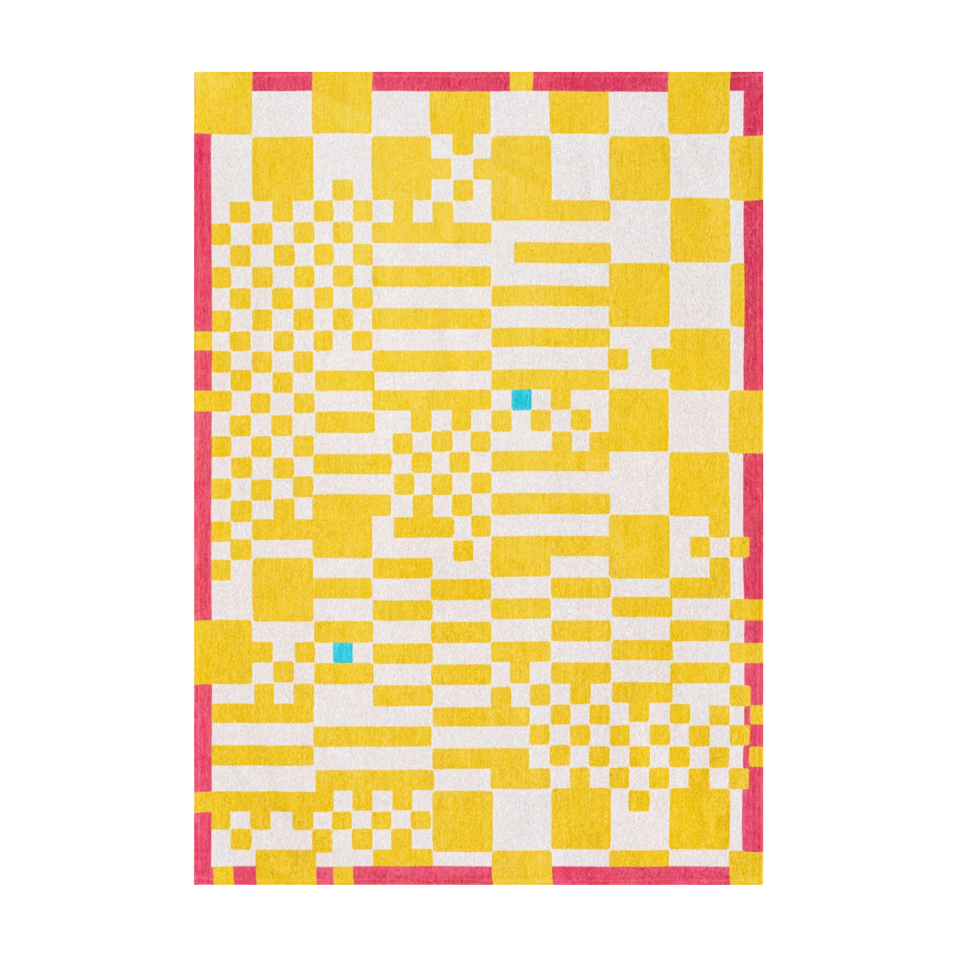 CHESS CUPCAKE Yellow Rug with White and Pink