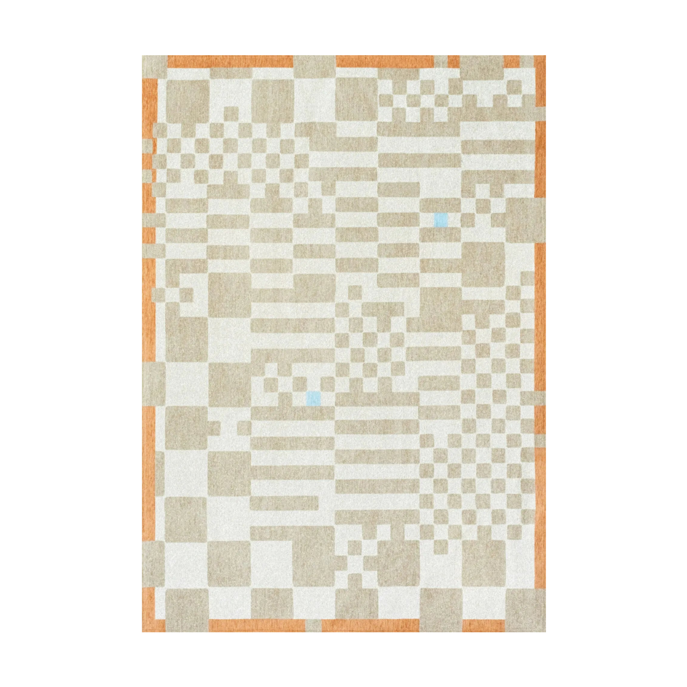 Teppich CHESS GREYHOUND beige mit Weiß und Orange