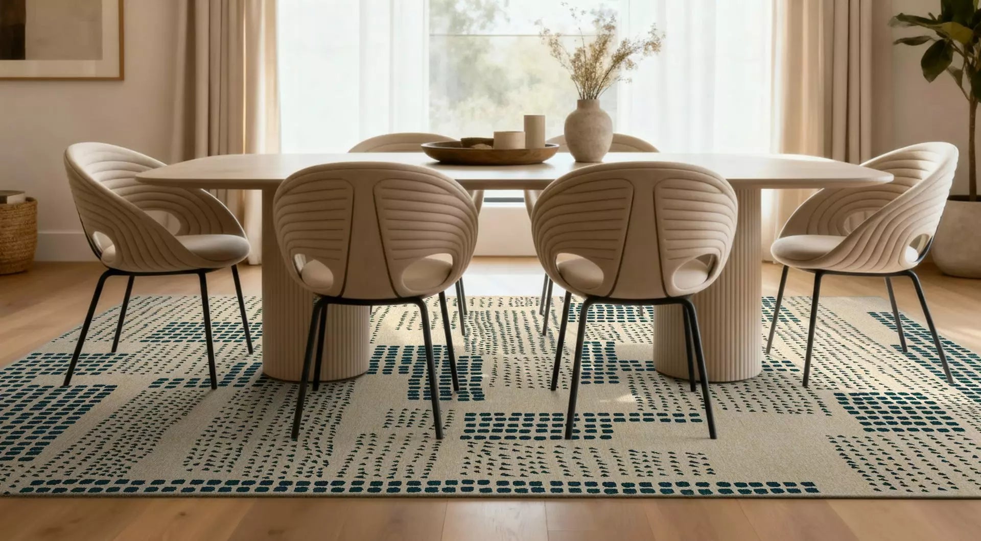 Teppich ZEN beige mit grünem