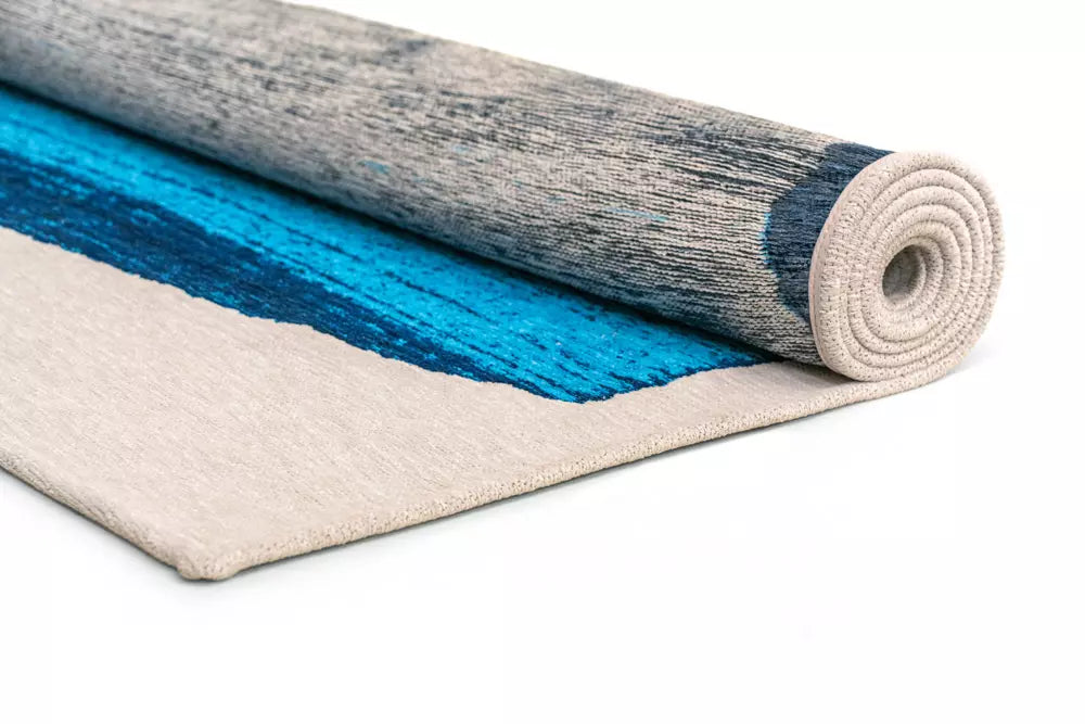 Teppich BRUSH blau mit beige