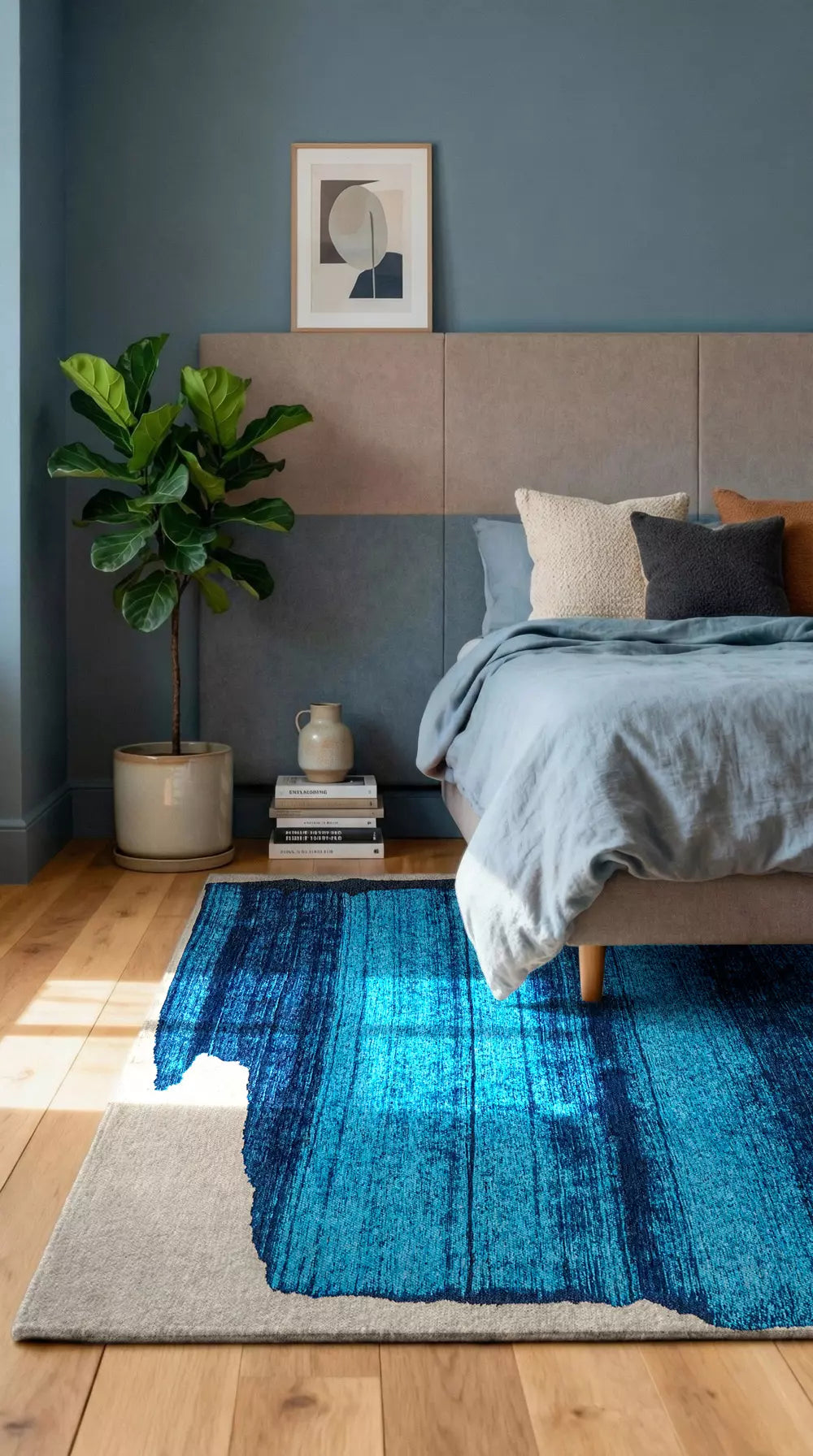 Teppich BRUSH blau mit beige