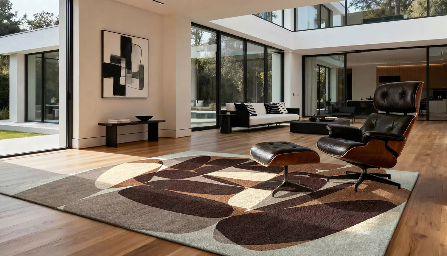 STONES Beige Rug with Brown and Coffee